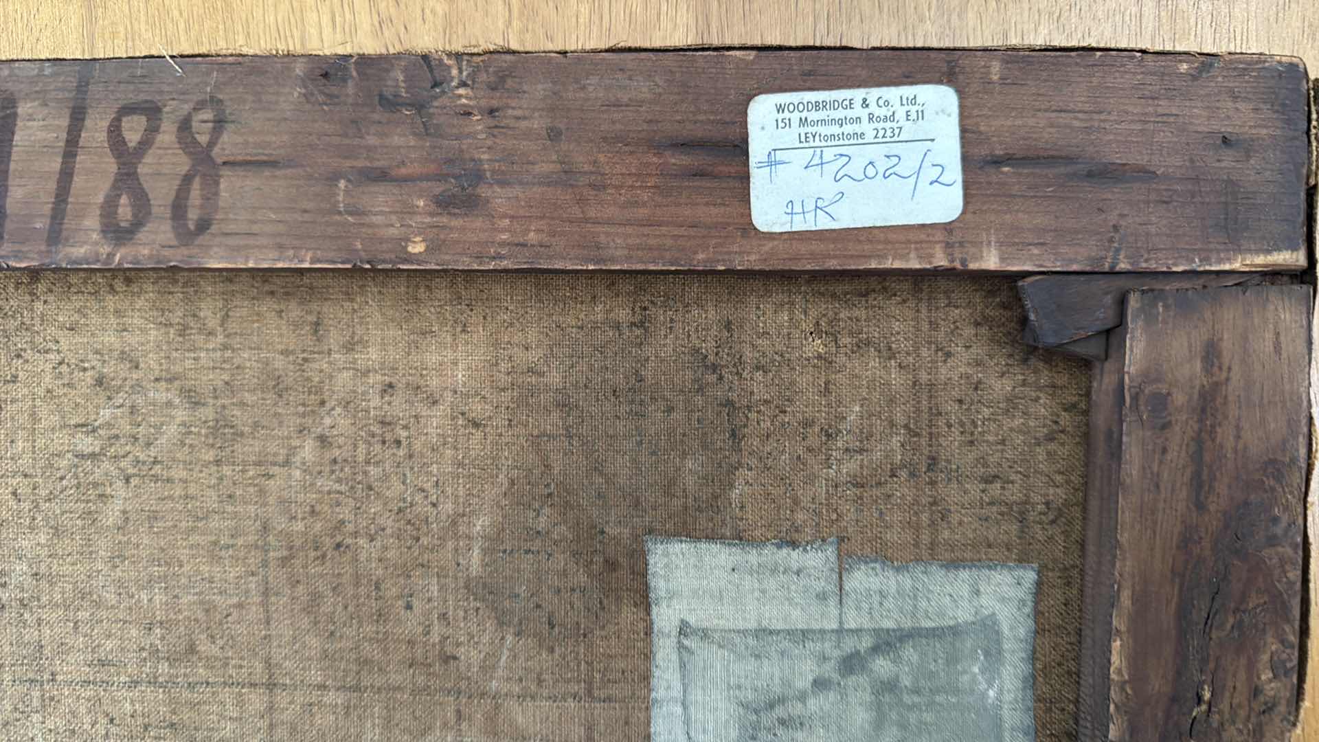 Photo 7 of ANTIQUE UNFRAMED DOG & CAT ON PAINT TABLE, SIGNED CANVAS ARTWORK  3” x 11”