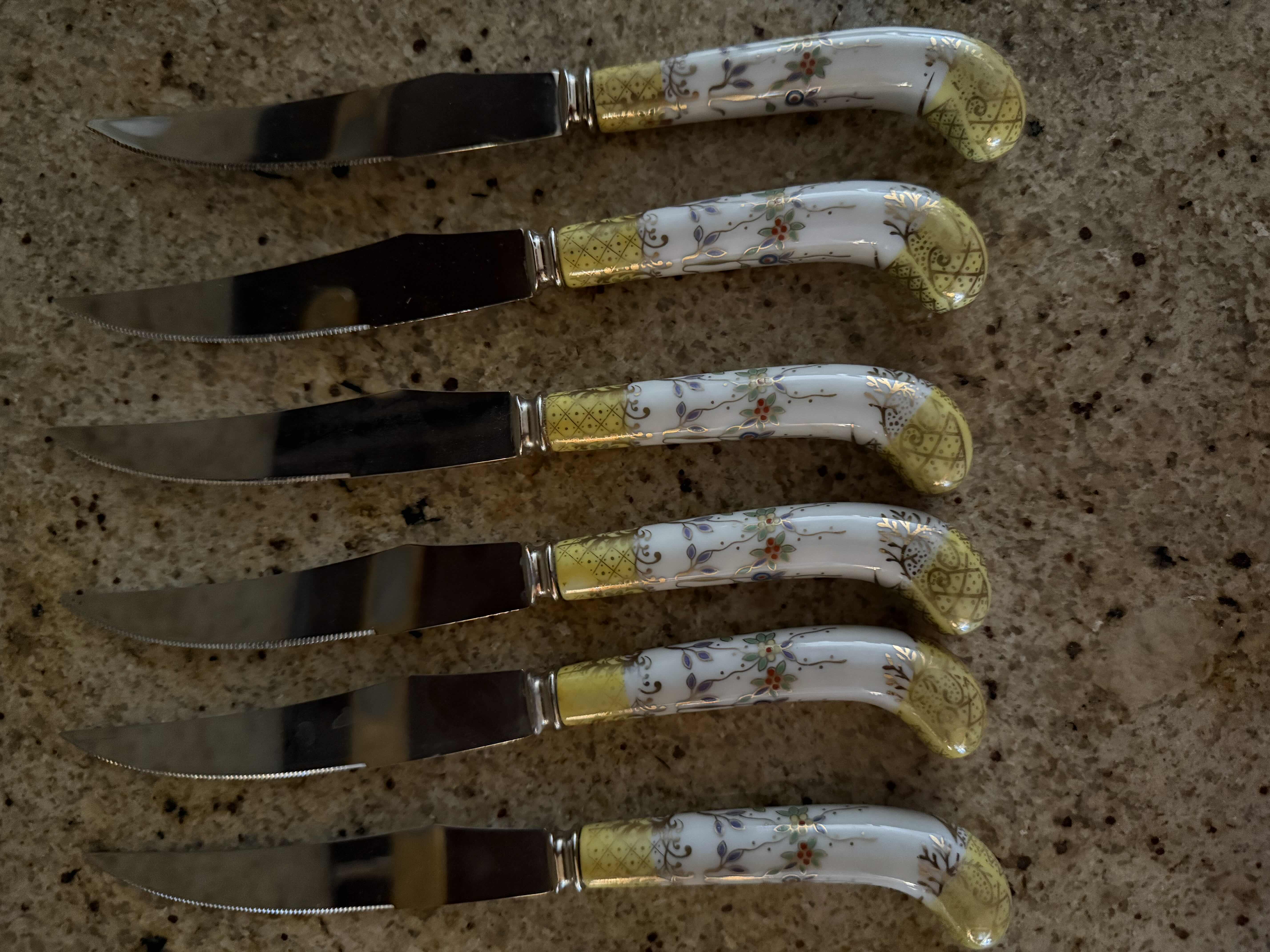 Photo 1 of 6-SHEFFIELD ENGLAND PORCELAIN STEAK KNIVES