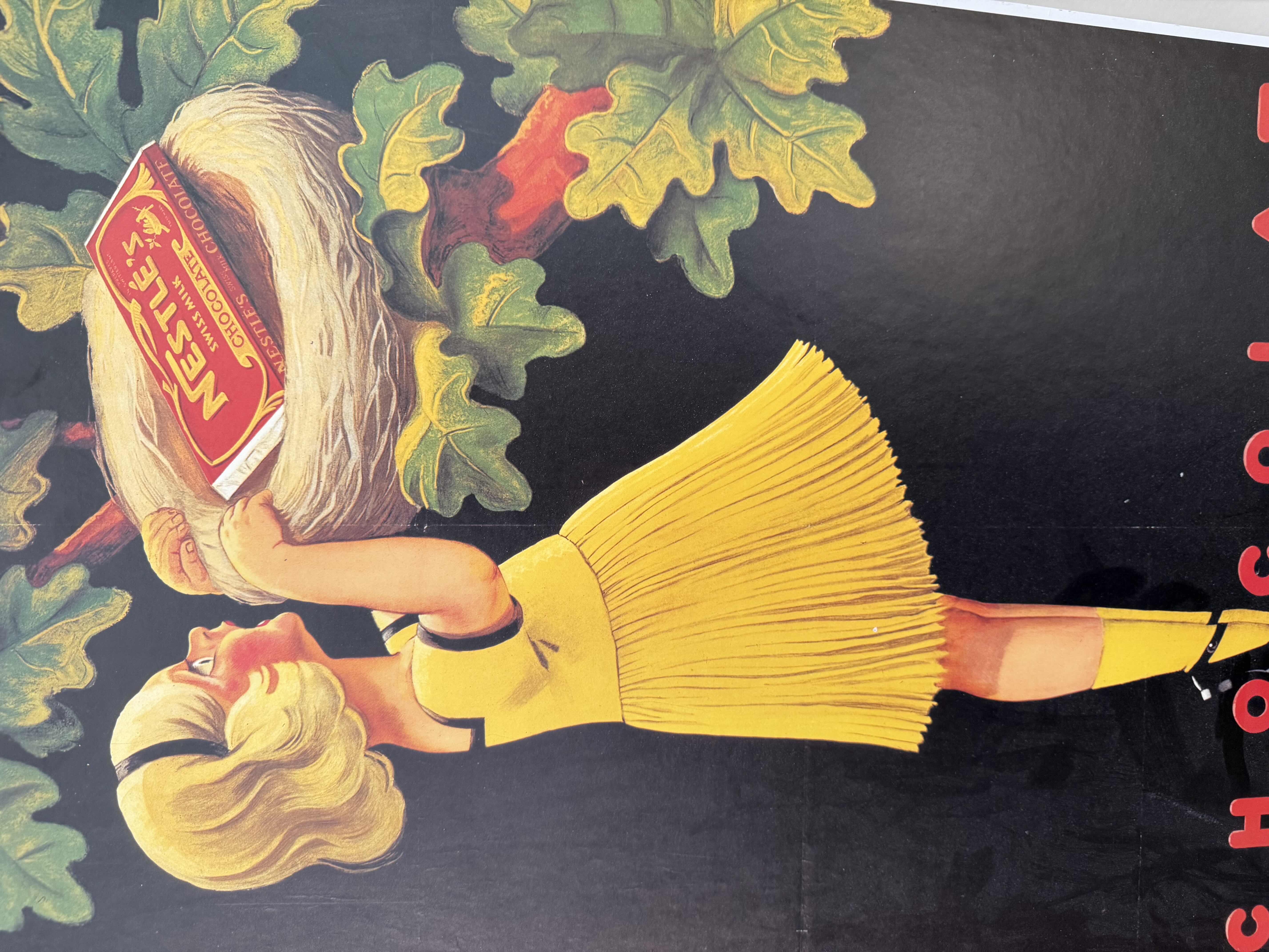 Photo 1 of VINTAGE NESTLE CHOCOLAT POSTER BOARD ARTWORK   18” x 26”