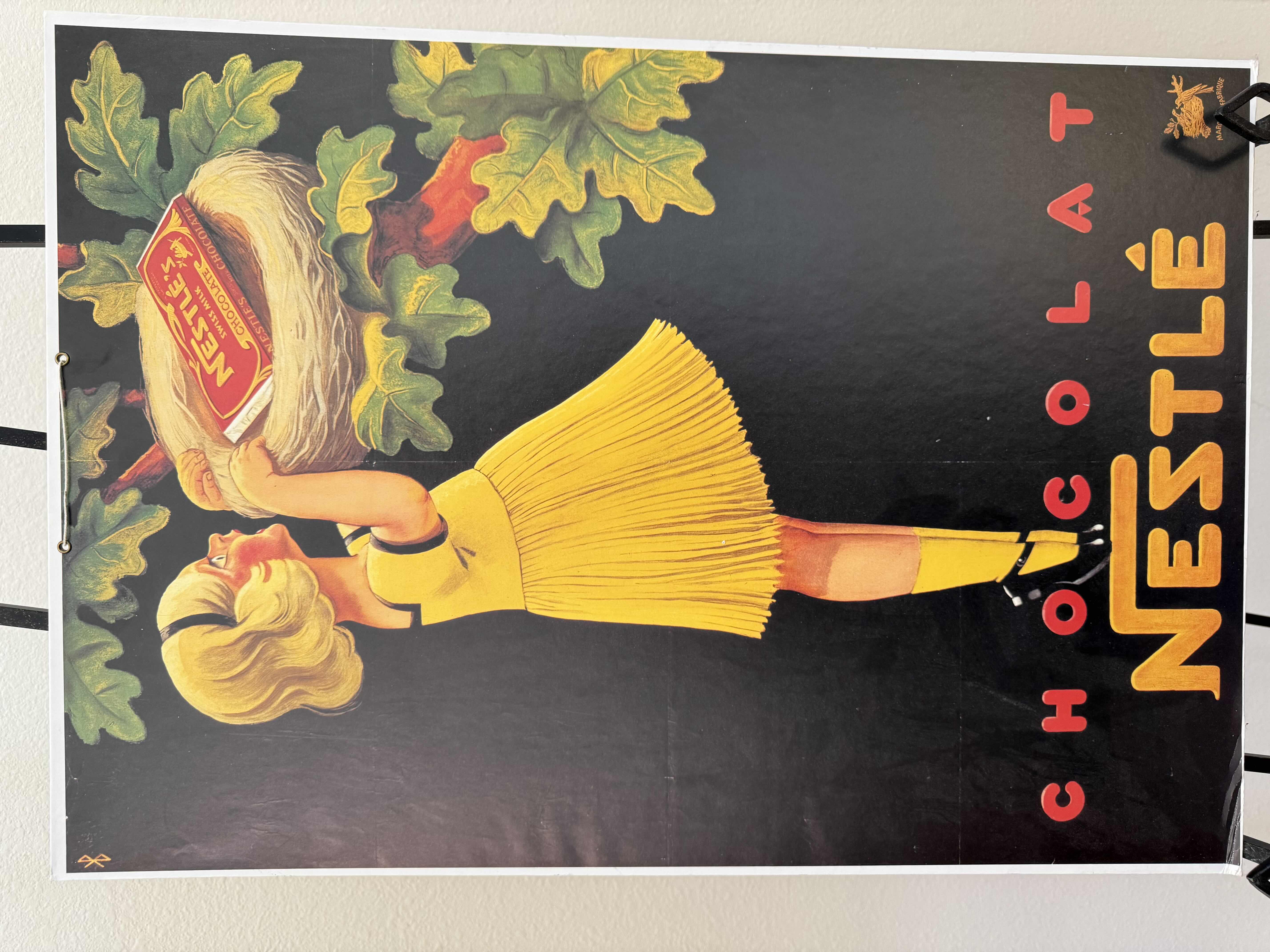 Photo 1 of VINTAGE NESTLE CHOCOLAT POSTER BOARD ARTWORK   18” x 26”