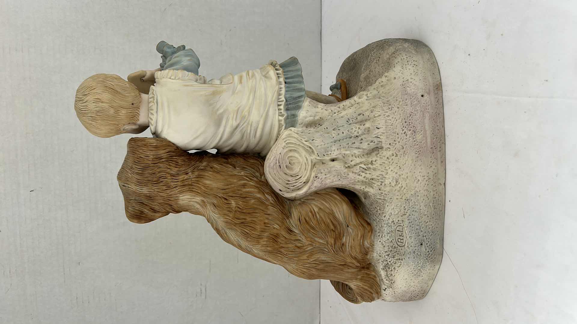 Photo 1 of ANTIQUE ROBINSON LEADBEATER PARIAN “DON’T BE GREEDY” STATUE H12.5”