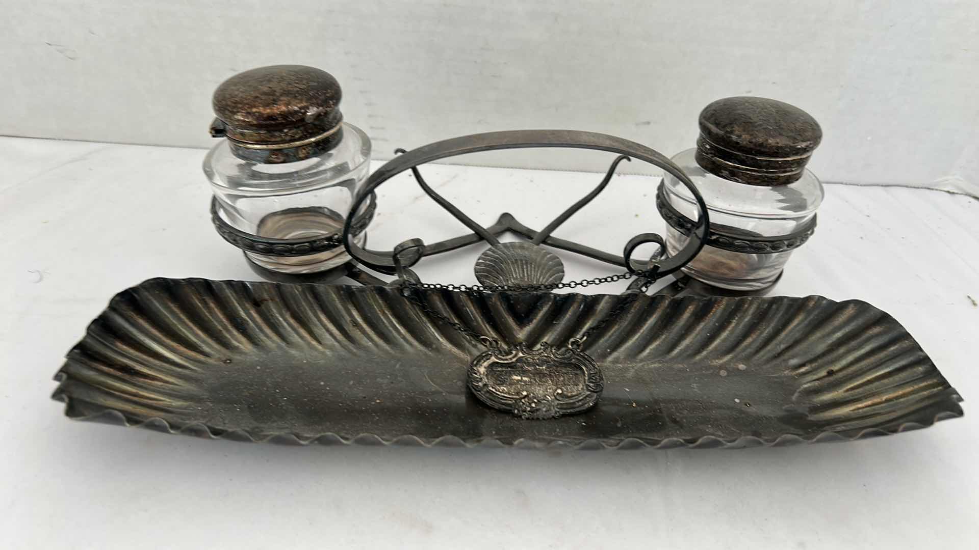 Photo 4 of ANTIQUE CONDIMENT SET W12” 