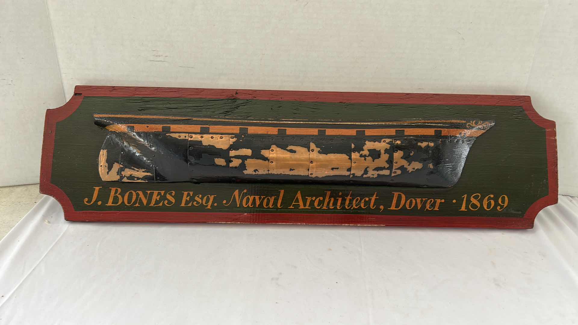 Photo 1 of VINTAGE 1869 HALF HULL OF A SHIP WALL DECOR 26” x H7”
