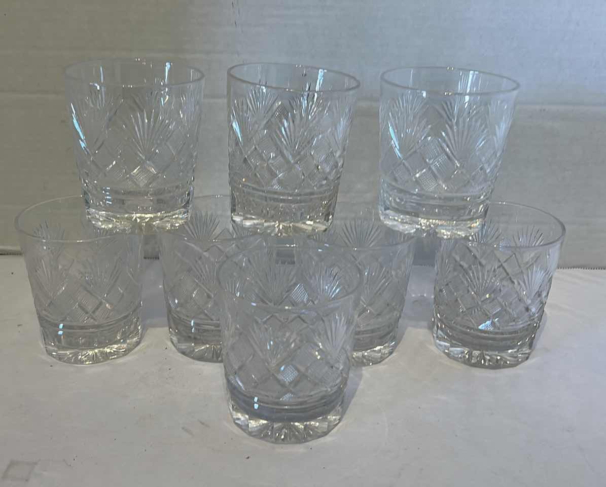 Photo 4 of 8-VINTAGE CUT CRYSTAL WHISKEY GLASSES
