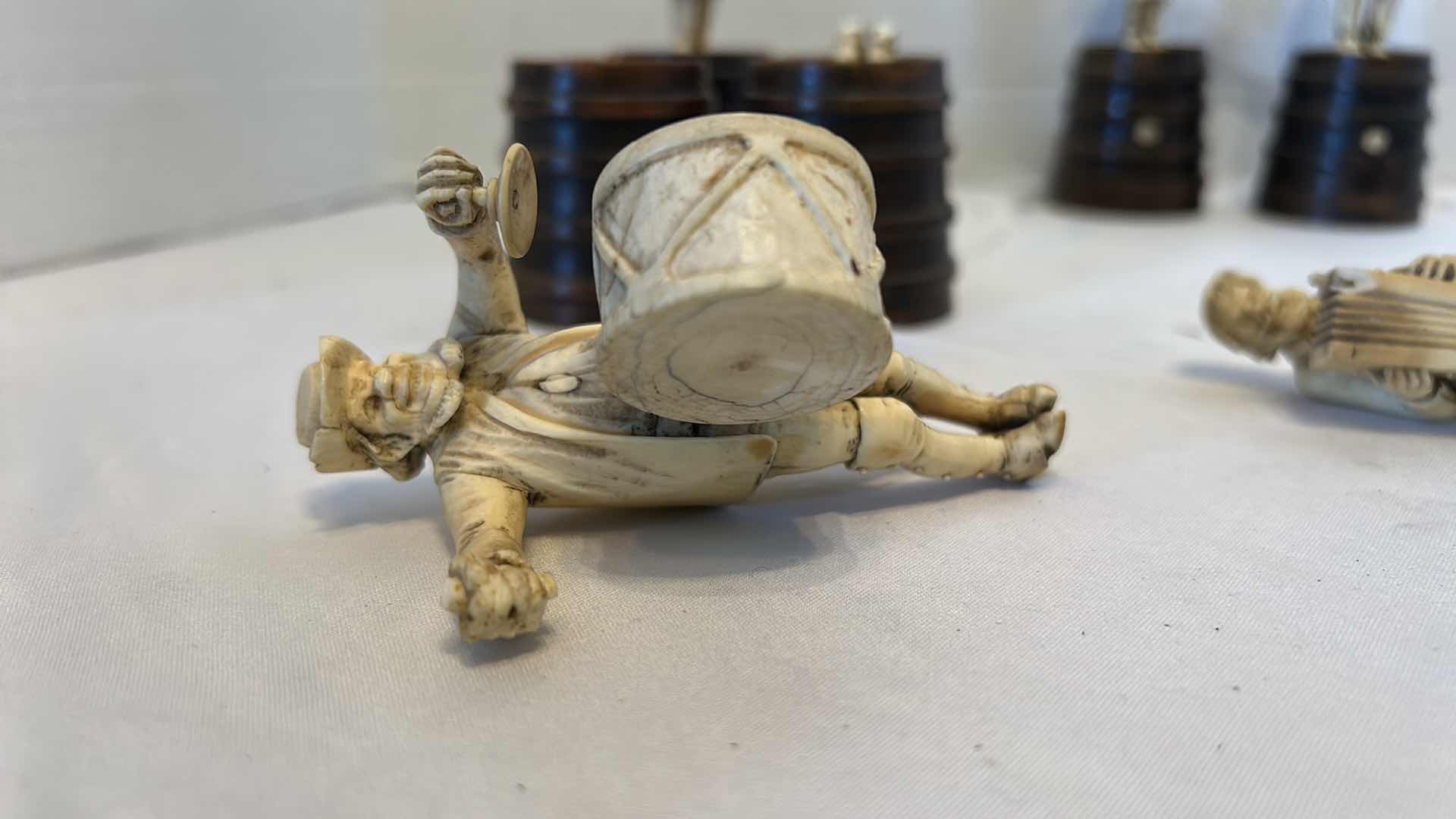 Photo 7 of 7 - ANTIQUE FINELY CARVED IVORY FIGURES OF MUSICIANS FROM GERMANY  (3 ARE BROKEN)  H6.5”