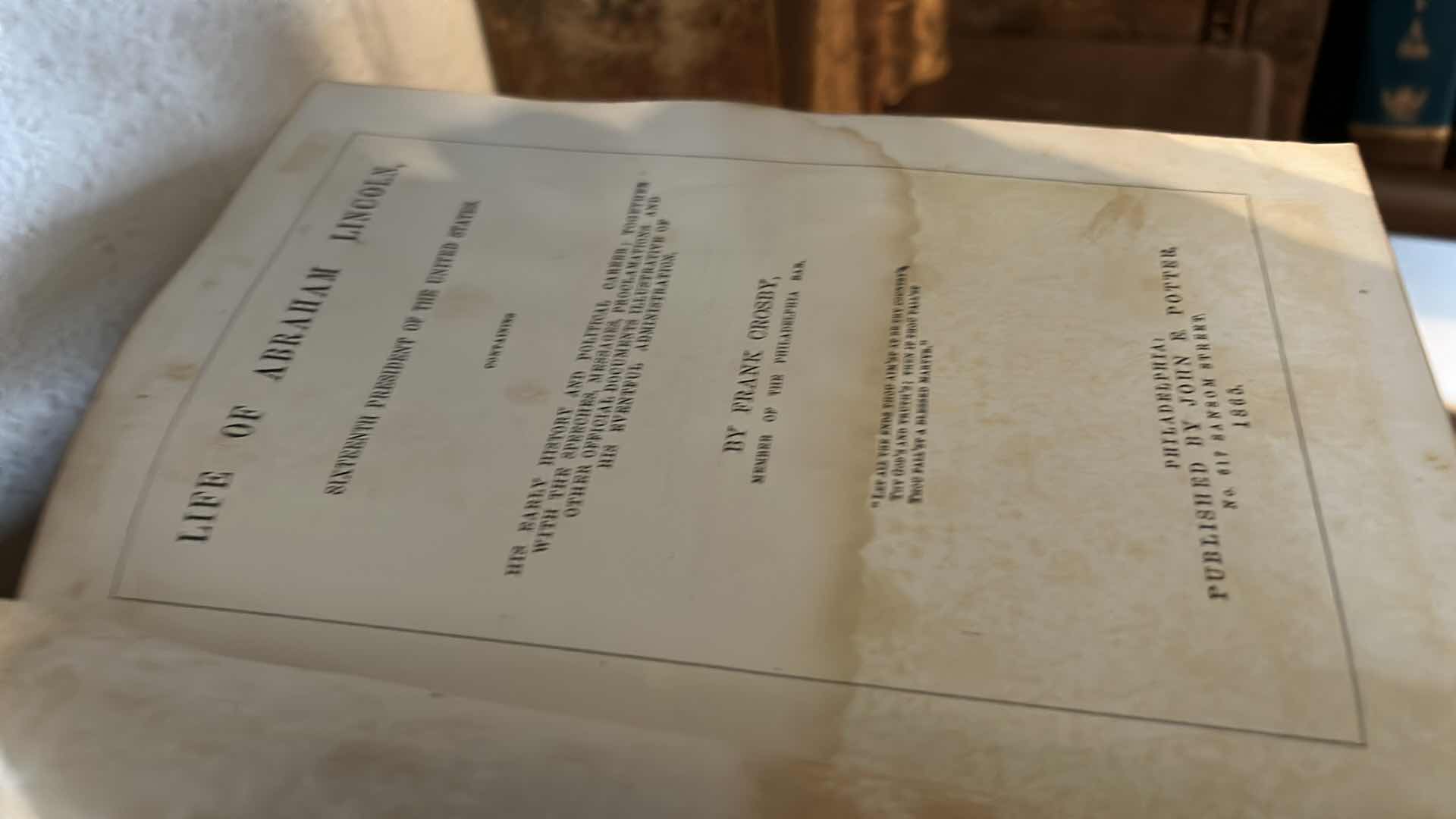 Photo 1 of “LIFE AND PUBLIC SERVICE OF ABRAHAM LINCOLN” ANTIQUE HARDCOVER BOOK $160