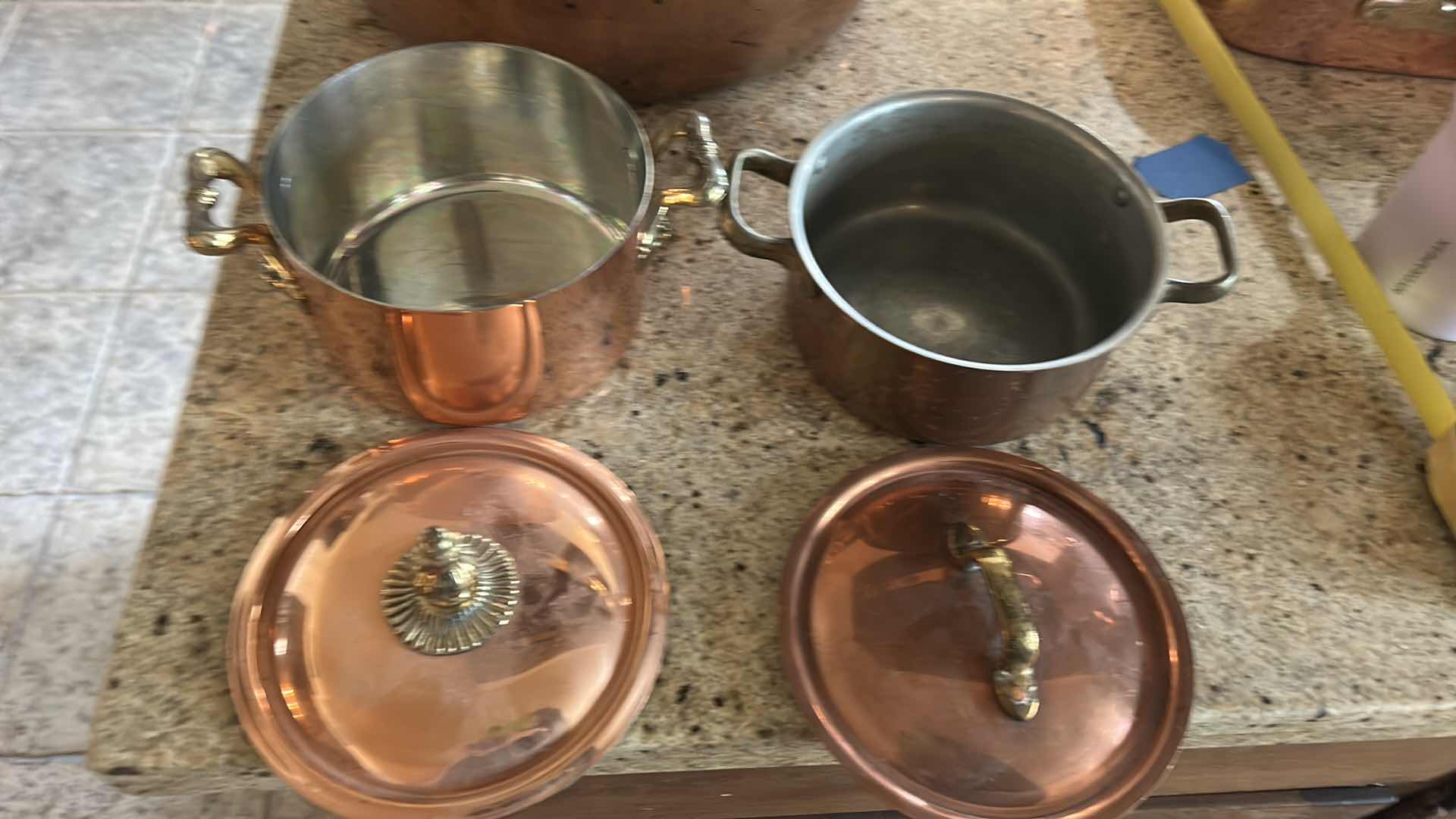 Photo 1 of 2 LIDDED COPPER POTS