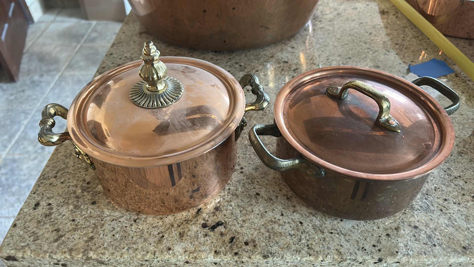 Photo 2 of 2 LIDDED COPPER POTS