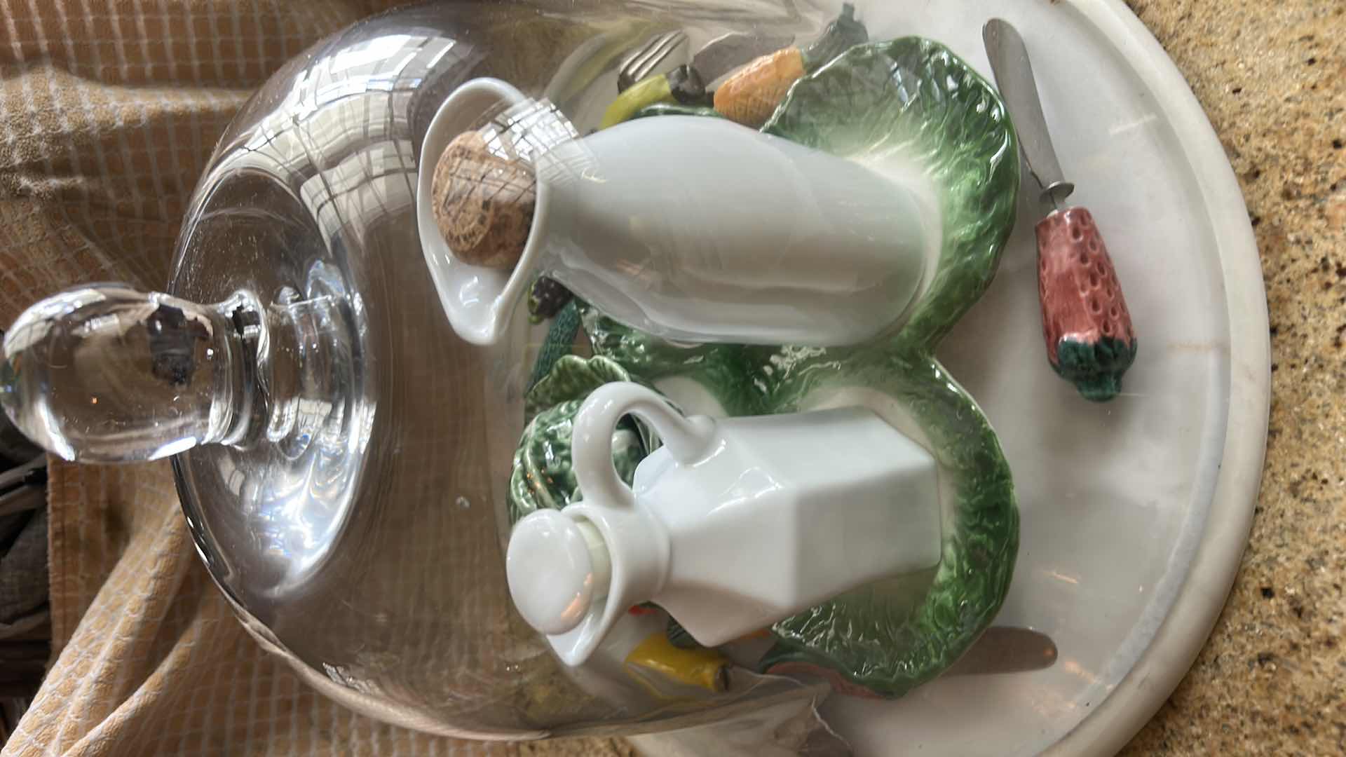 Photo 1 of ANTIQUE BELL SHAPED CRYSTAL CLOCHE WITH ACCESSORIES AND DECOR