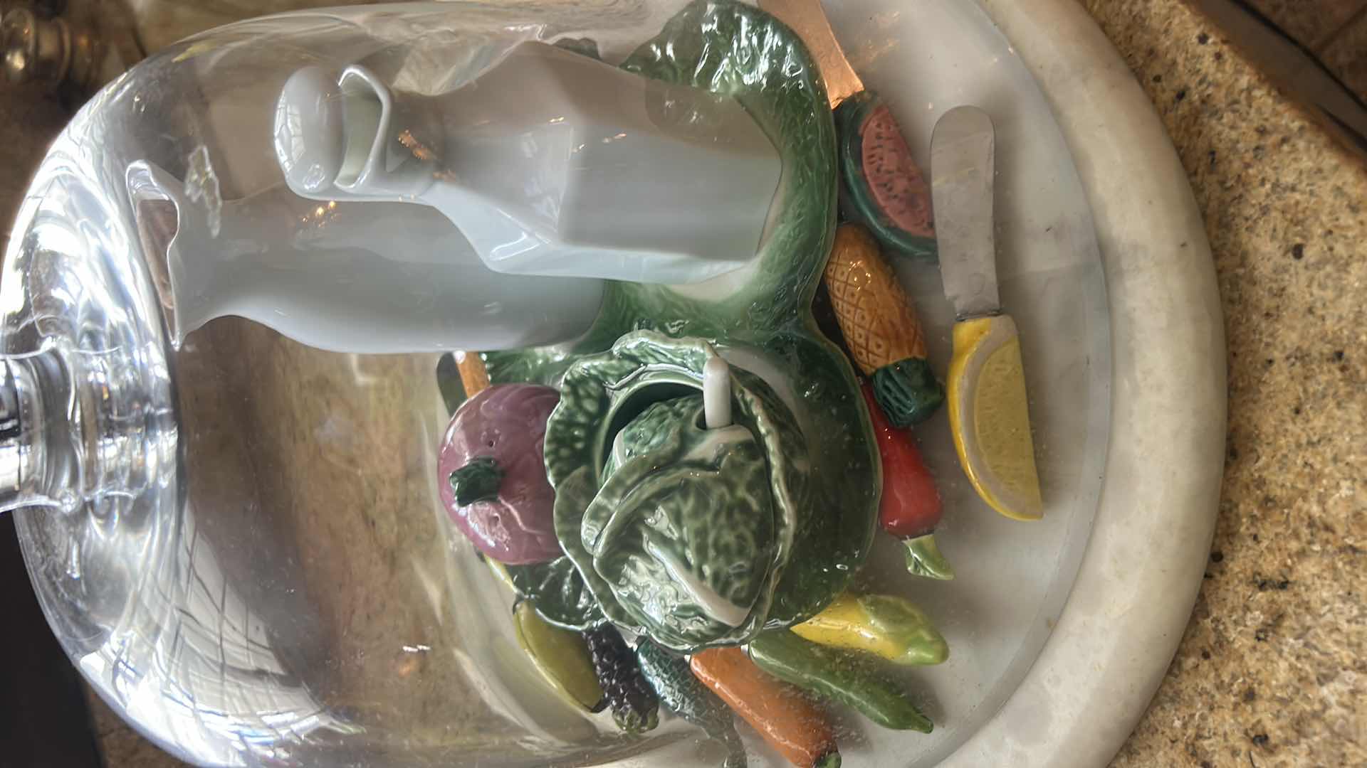 Photo 1 of ANTIQUE BELL SHAPED CRYSTAL CLOCHE WITH ACCESSORIES AND DECOR