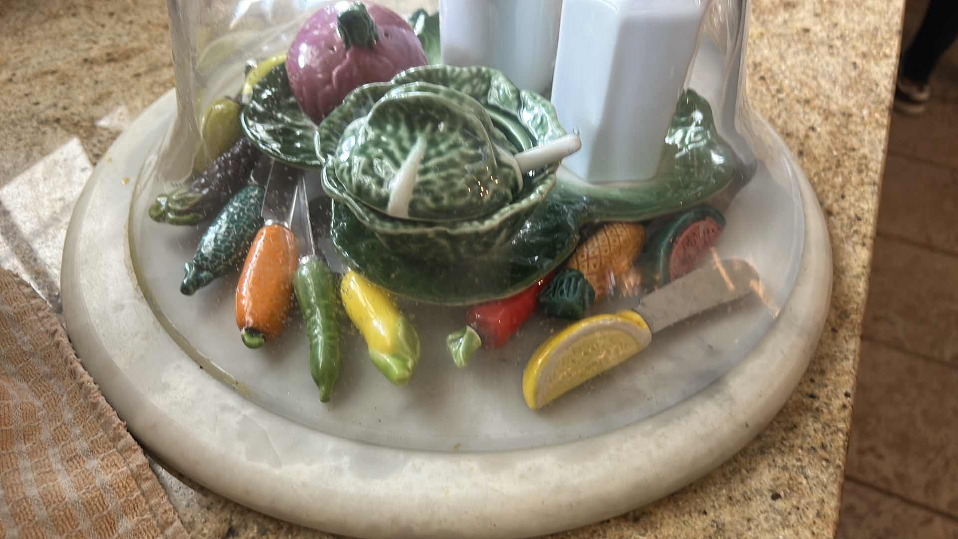 Photo 1 of ANTIQUE BELL SHAPED CRYSTAL CLOCHE WITH ACCESSORIES AND DECOR