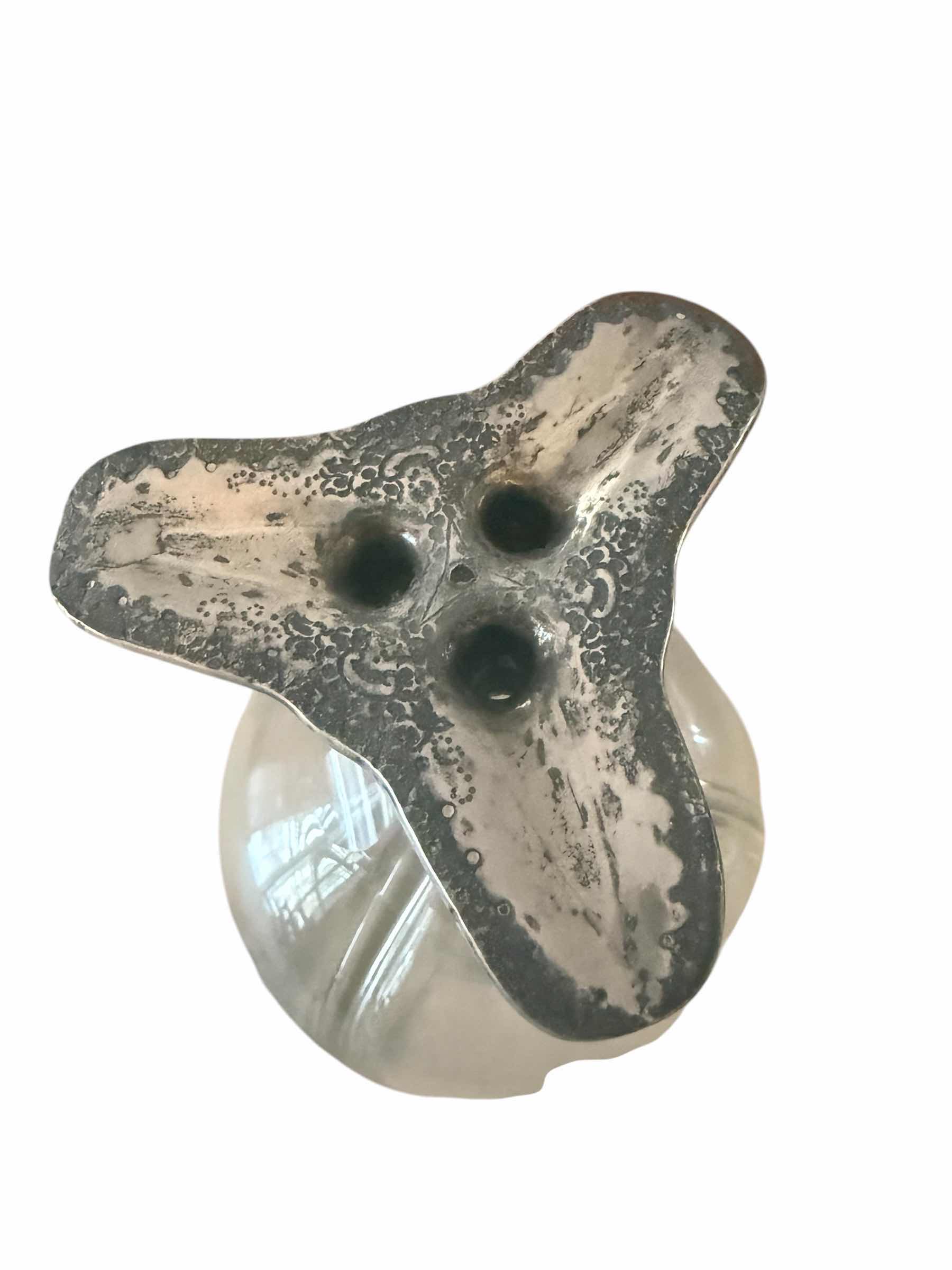 Photo 6 of RARE ANTIQUE SILVER PLATED CUT GLASS 3 POINT DECANTER W8” H 14”