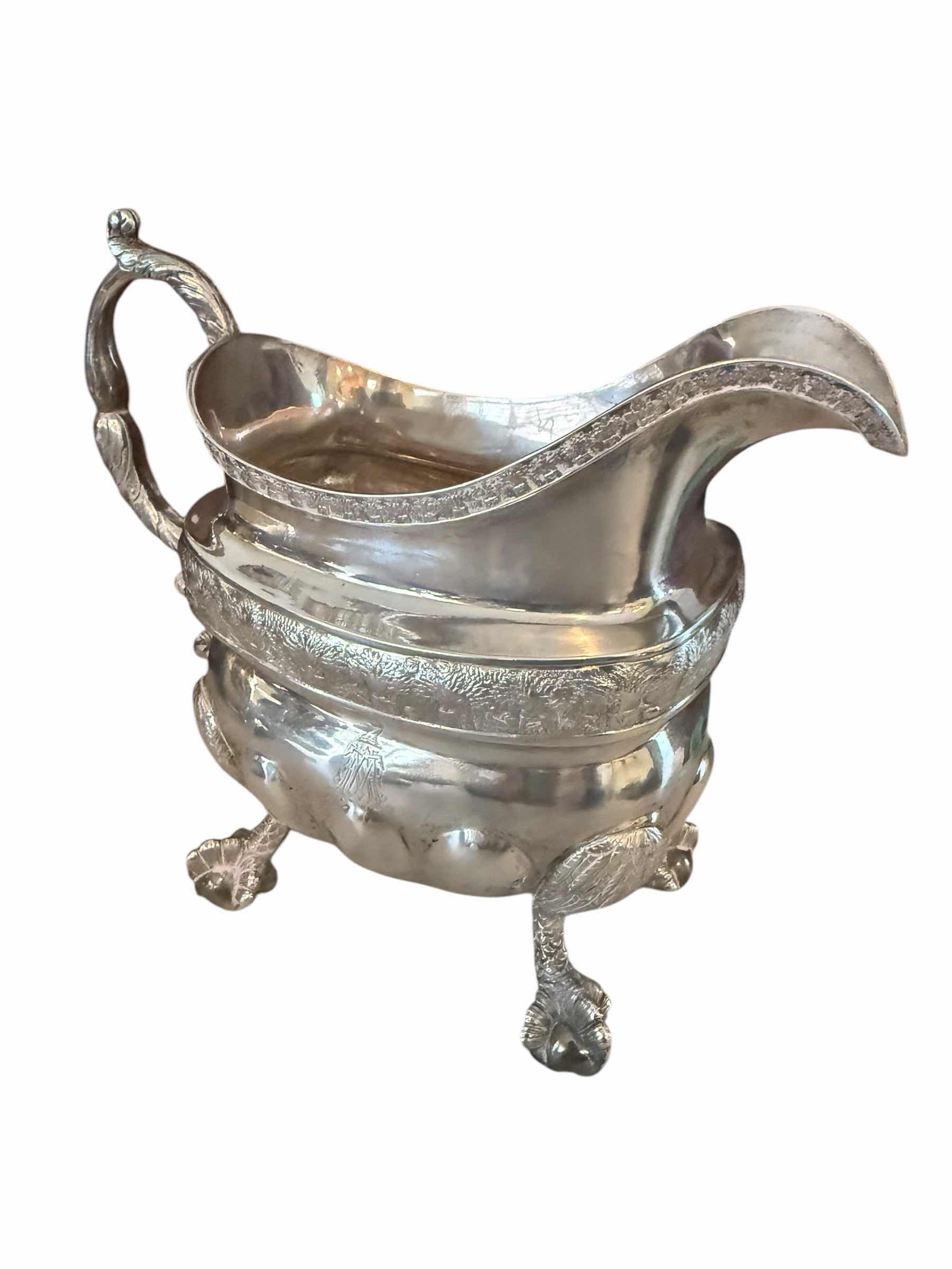 Photo 1 of ANTIQUE COIN SILVER GEORGIAN CREAMER JUG W7” H6”-TOTAL WEIGHT 0.9lbs