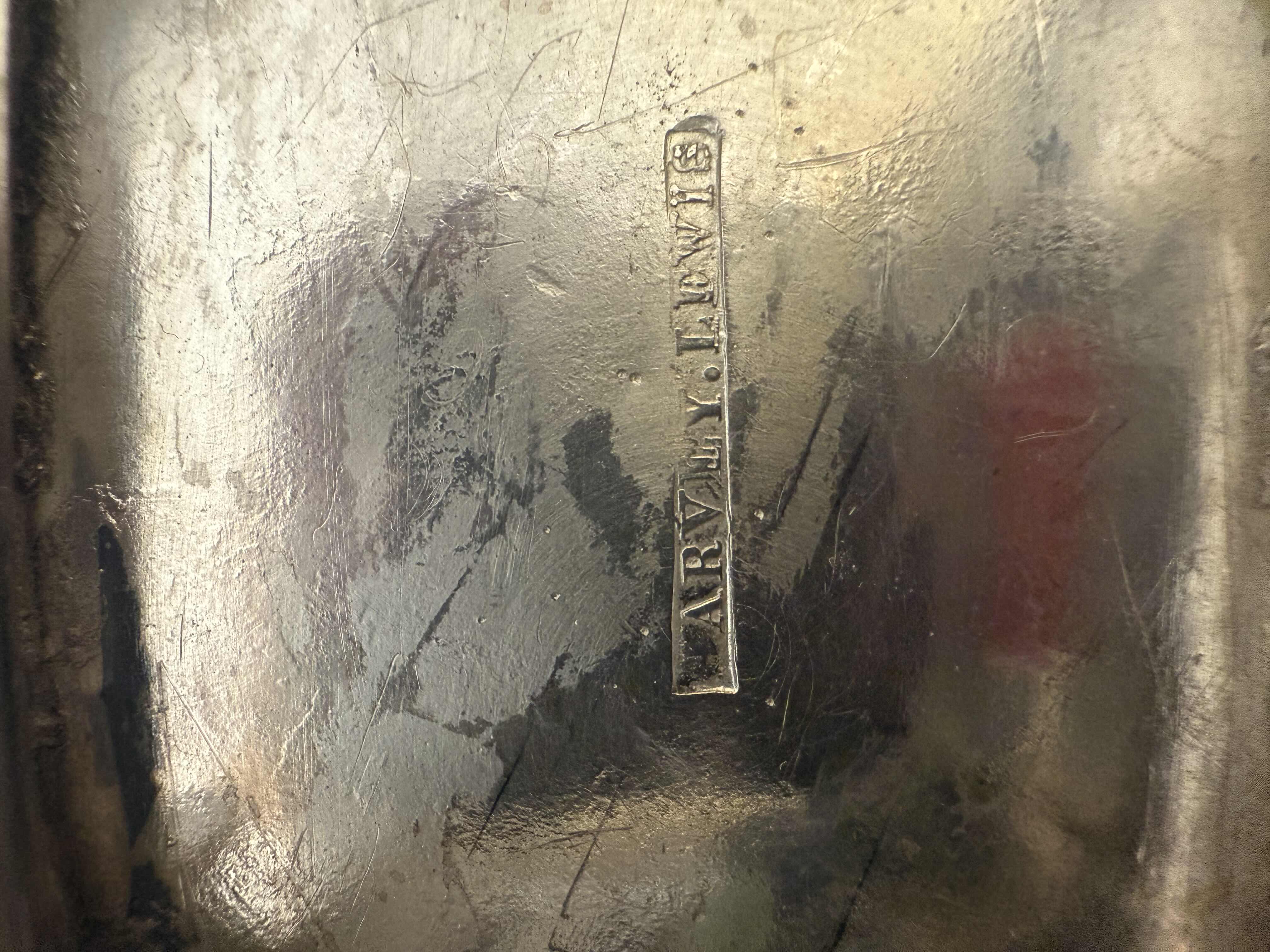 Photo 1 of ANTIQUE HARVEY LEWIS 1863 COIN SILVER CREAMER JUG W6” H6.5”-TOTAL WEIGHT 0.9lbs