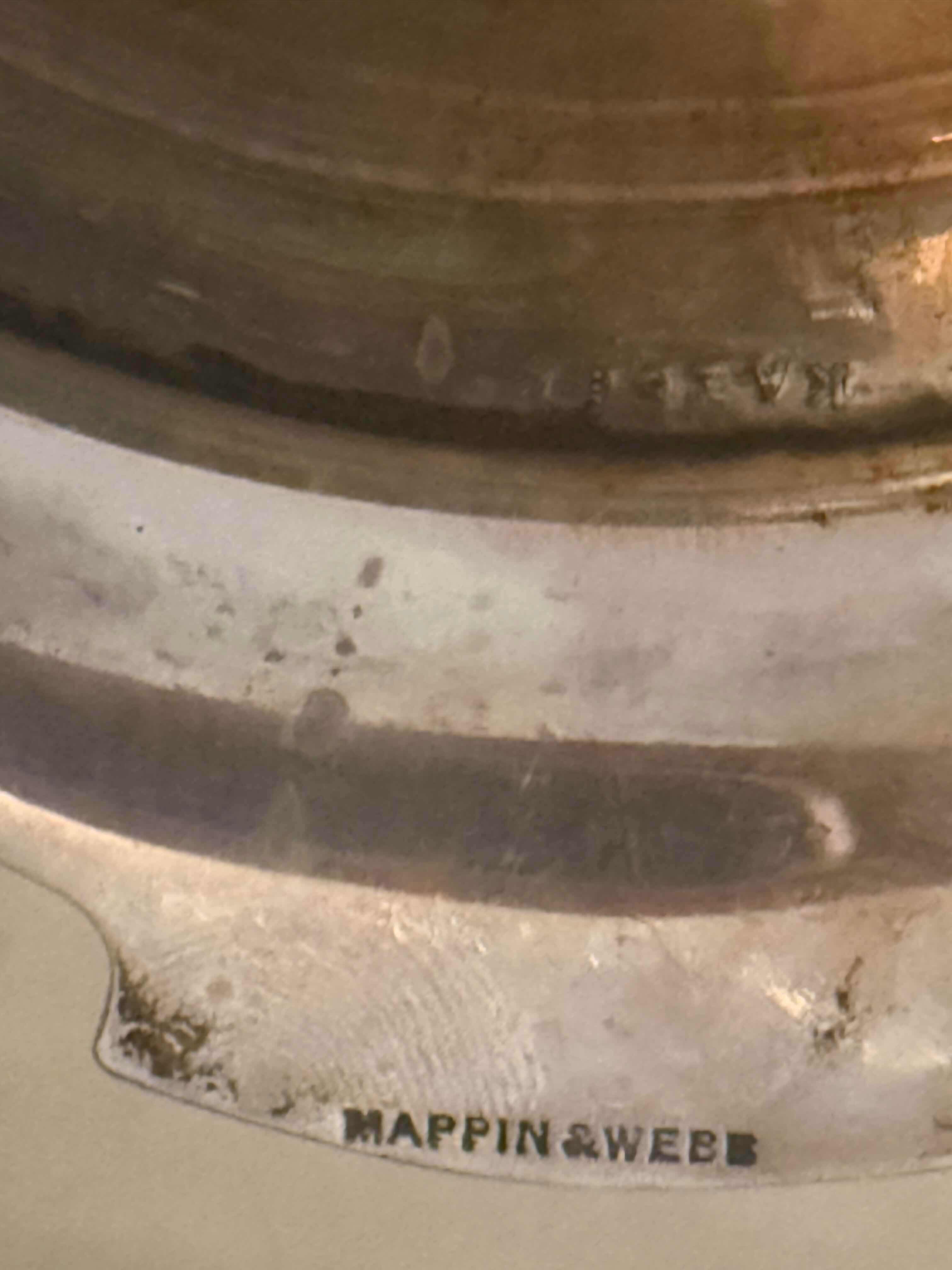 Photo 4 of 1917 ANTIQUE MAPPIN & WEBB SILVER-PLATED ENGRAVED BOWL W7” H 5”