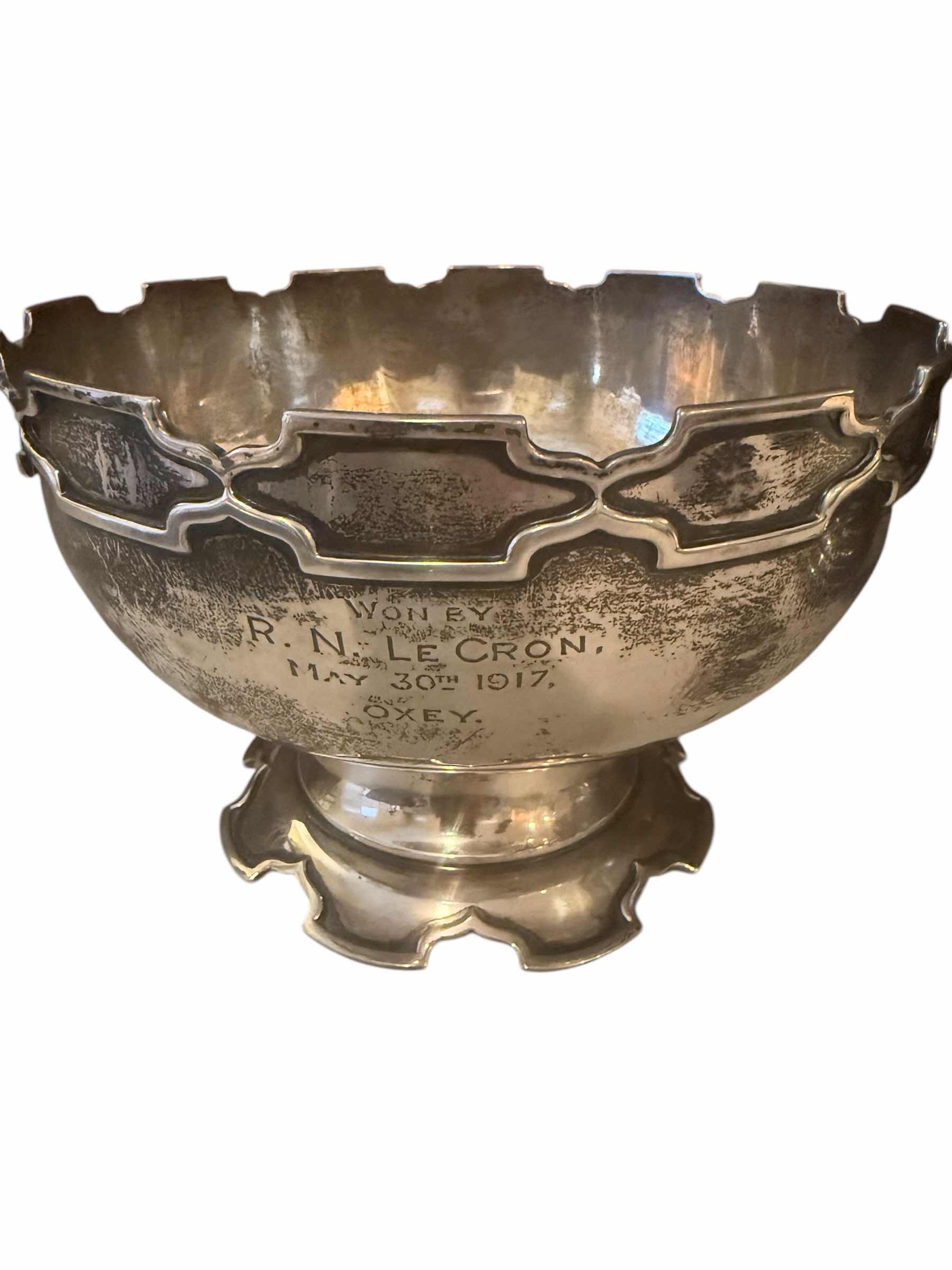 Photo 1 of 1917 ANTIQUE MAPPIN & WEBB SILVER-PLATED ENGRAVED BOWL W7” H 5”