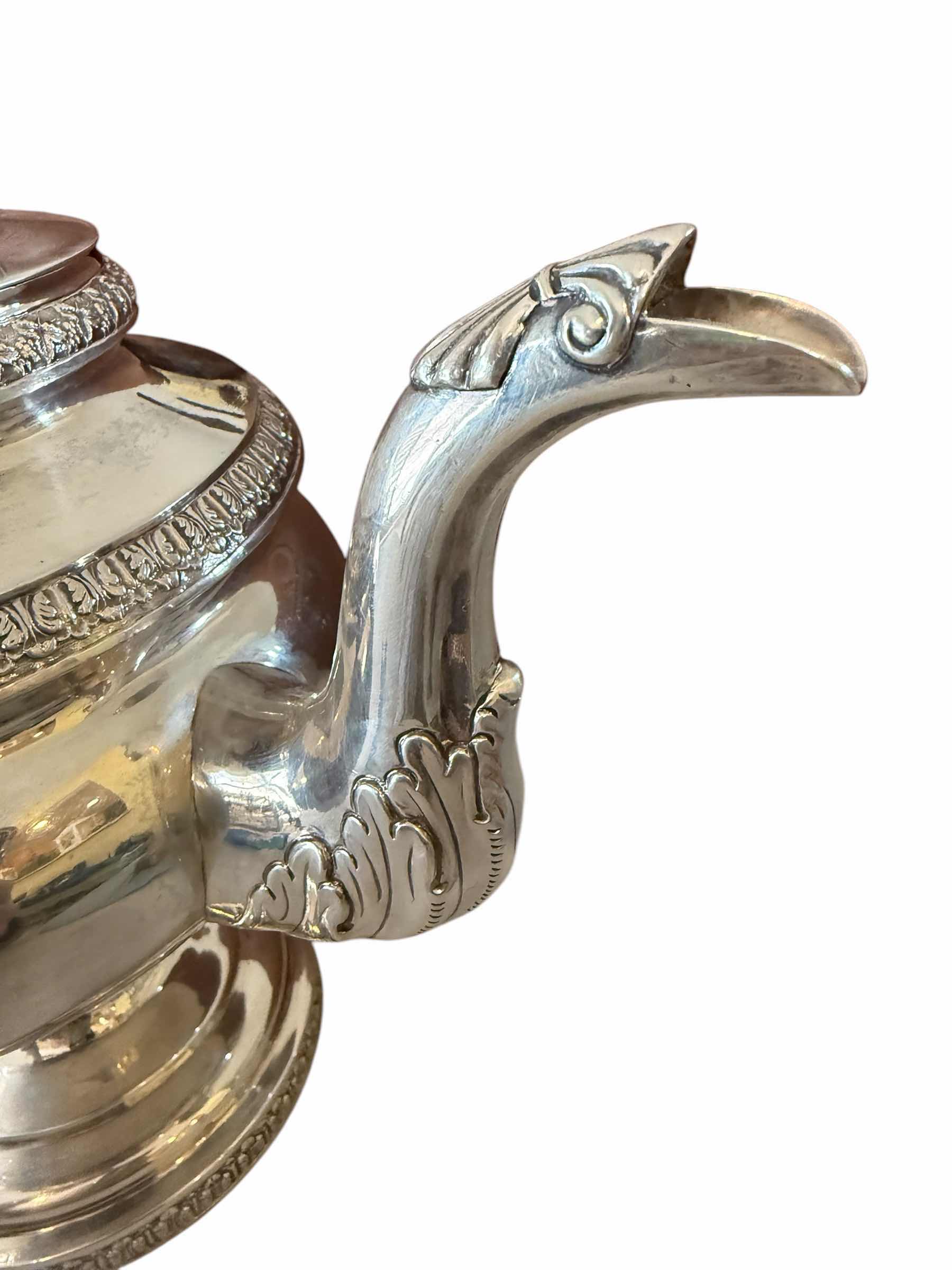 Photo 1 of ANTIQUE 1826 COIN SILVER TEAPOT/COFFEE POT H11” W12”-TOTAL WEIGHT 2.3 lbs