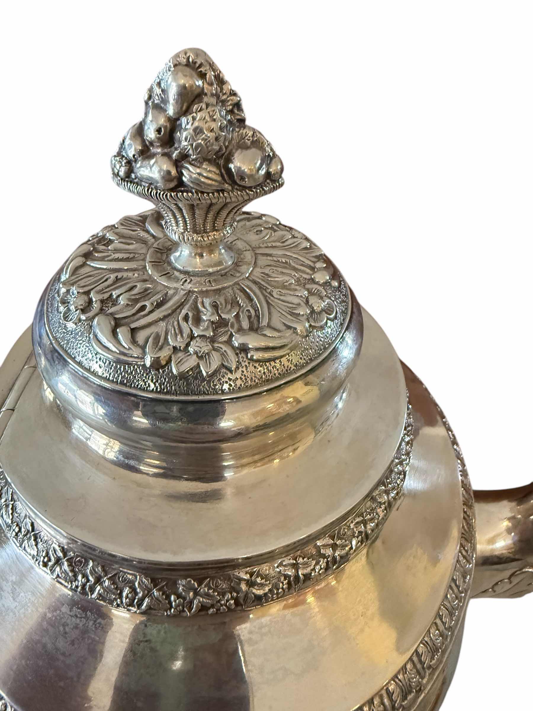 Photo 1 of ANTIQUE 1826 COIN SILVER TEAPOT/COFFEE POT H11” W12”-TOTAL WEIGHT 2.3 lbs