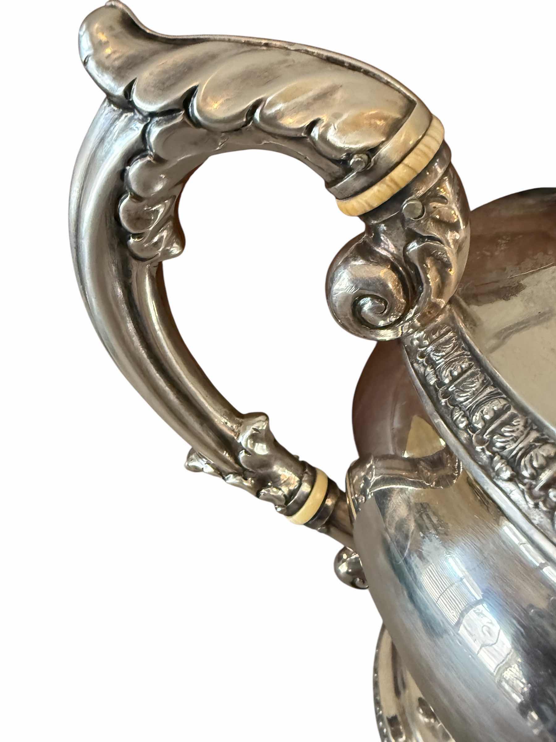 Photo 1 of ANTIQUE 1826 COIN SILVER TEAPOT/COFFEE POT H11” W12”-TOTAL WEIGHT 2.3 lbs