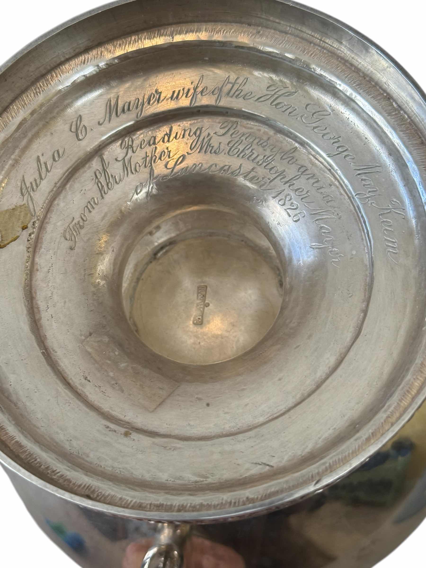 Photo 1 of ANTIQUE 1826 COIN SILVER TEAPOT/COFFEE POT H11” W12”-TOTAL WEIGHT 2.3 lbs