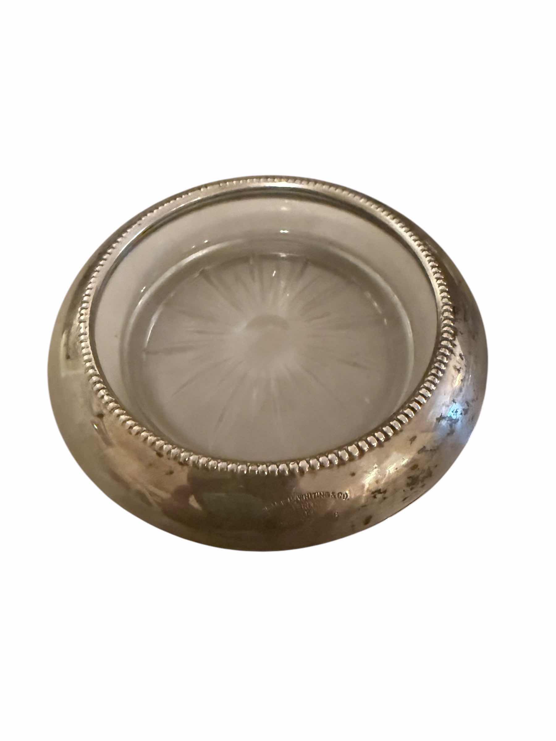 Photo 1 of 4-FRANK M WHITING & CO STERLING SILVER W GLASS TRINKET DISHES 4”D