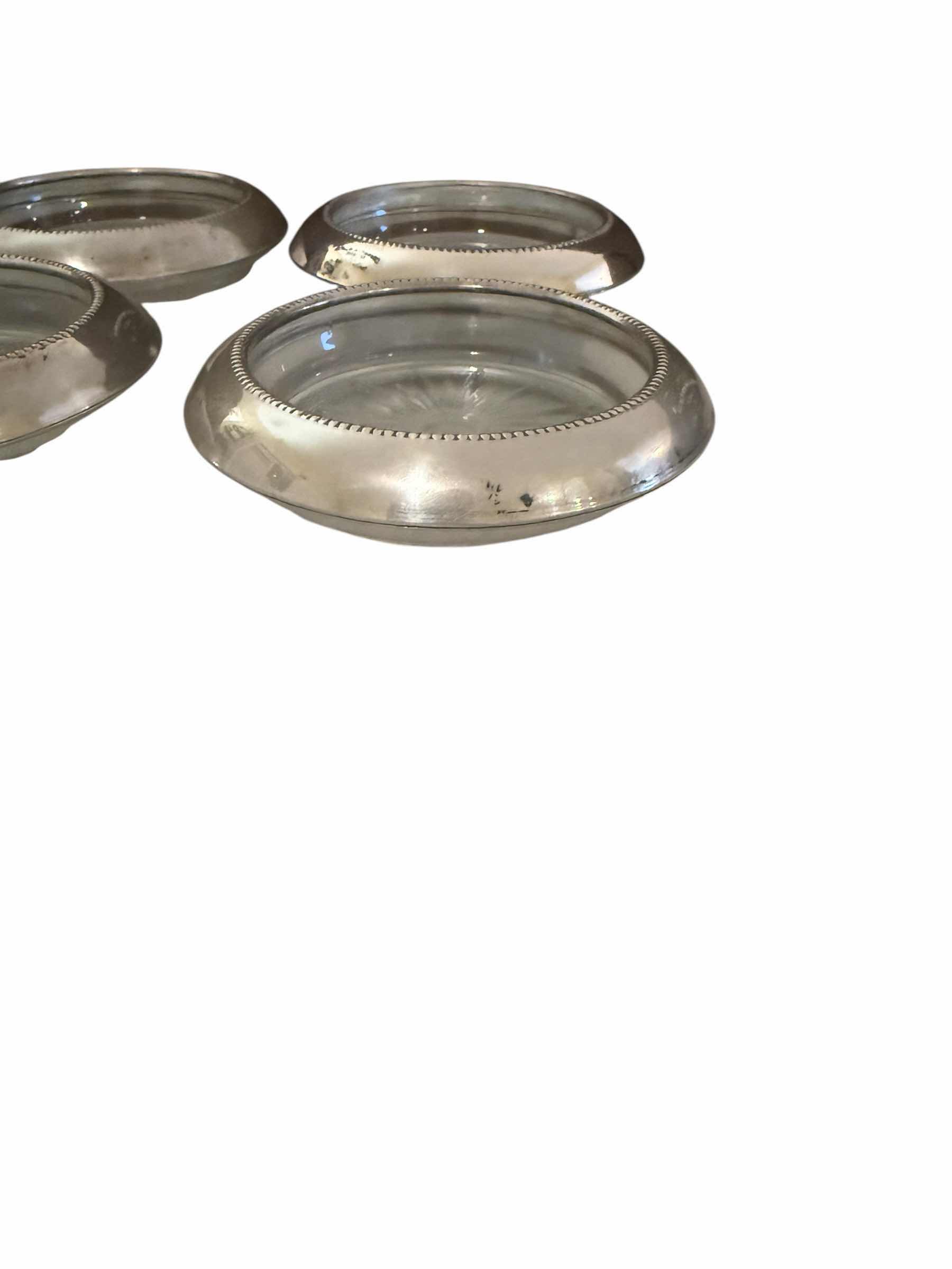 Photo 1 of 4-FRANK M WHITING & CO STERLING SILVER W GLASS TRINKET DISHES 4”D