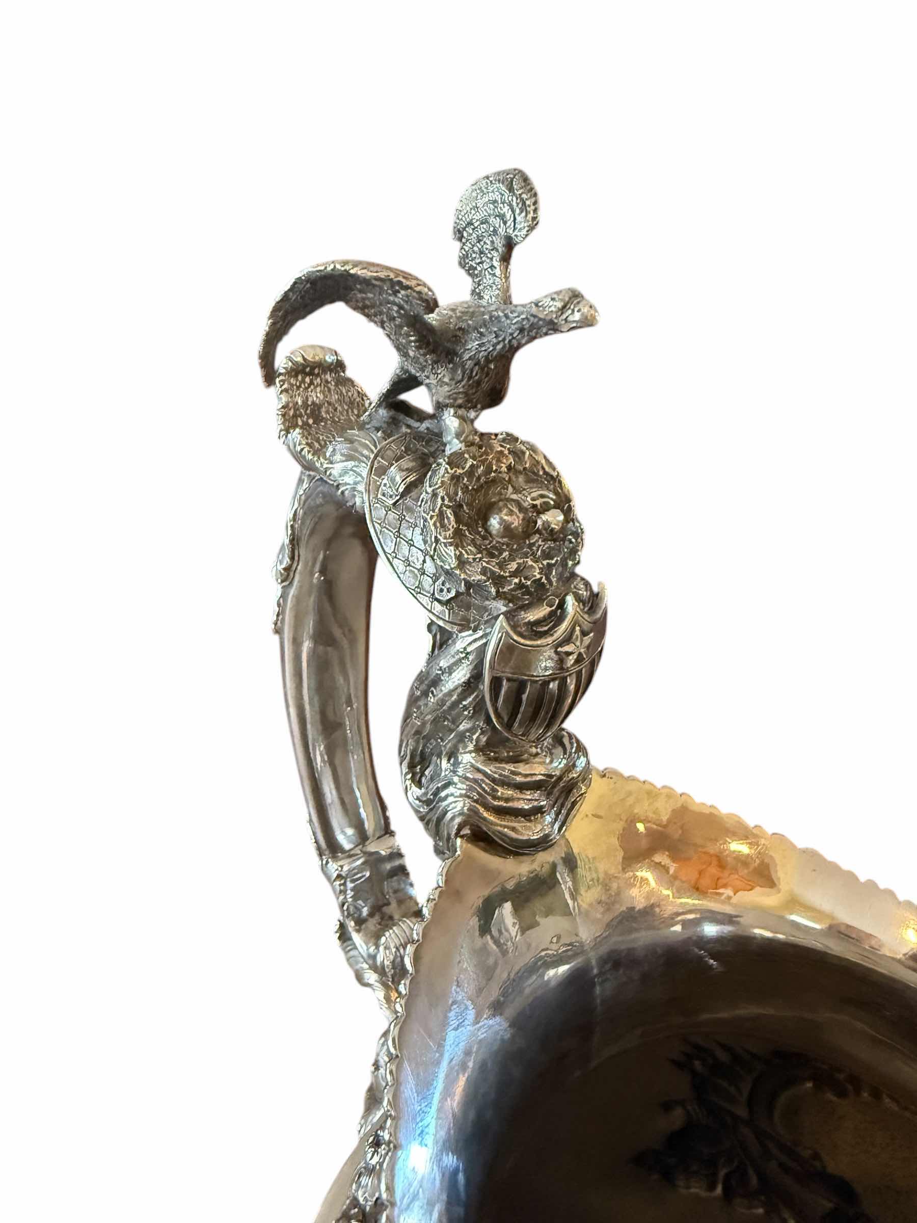 Photo 1 of ANTIQUE RARE I.W FORBES COIN SILVER CLARET JUG CIRCA 1835 H14” W9”-TOTAL WEIGHT 2.9 lbs