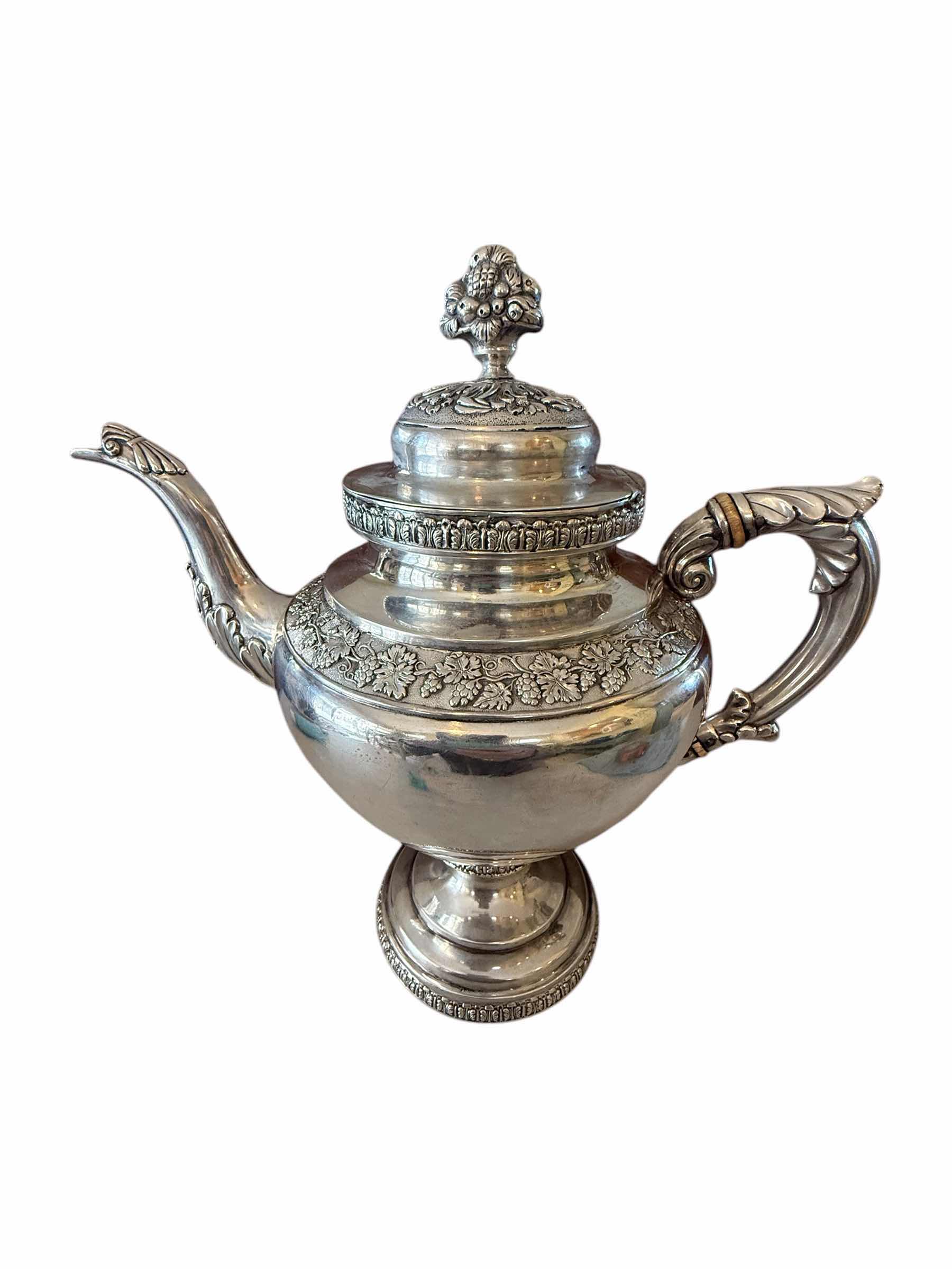 Photo 1 of ANTIQUE RARE 1800'S  P THOMSON COIN SILVER TEAPOT W BIRD OPEN MOUTH SPOUT