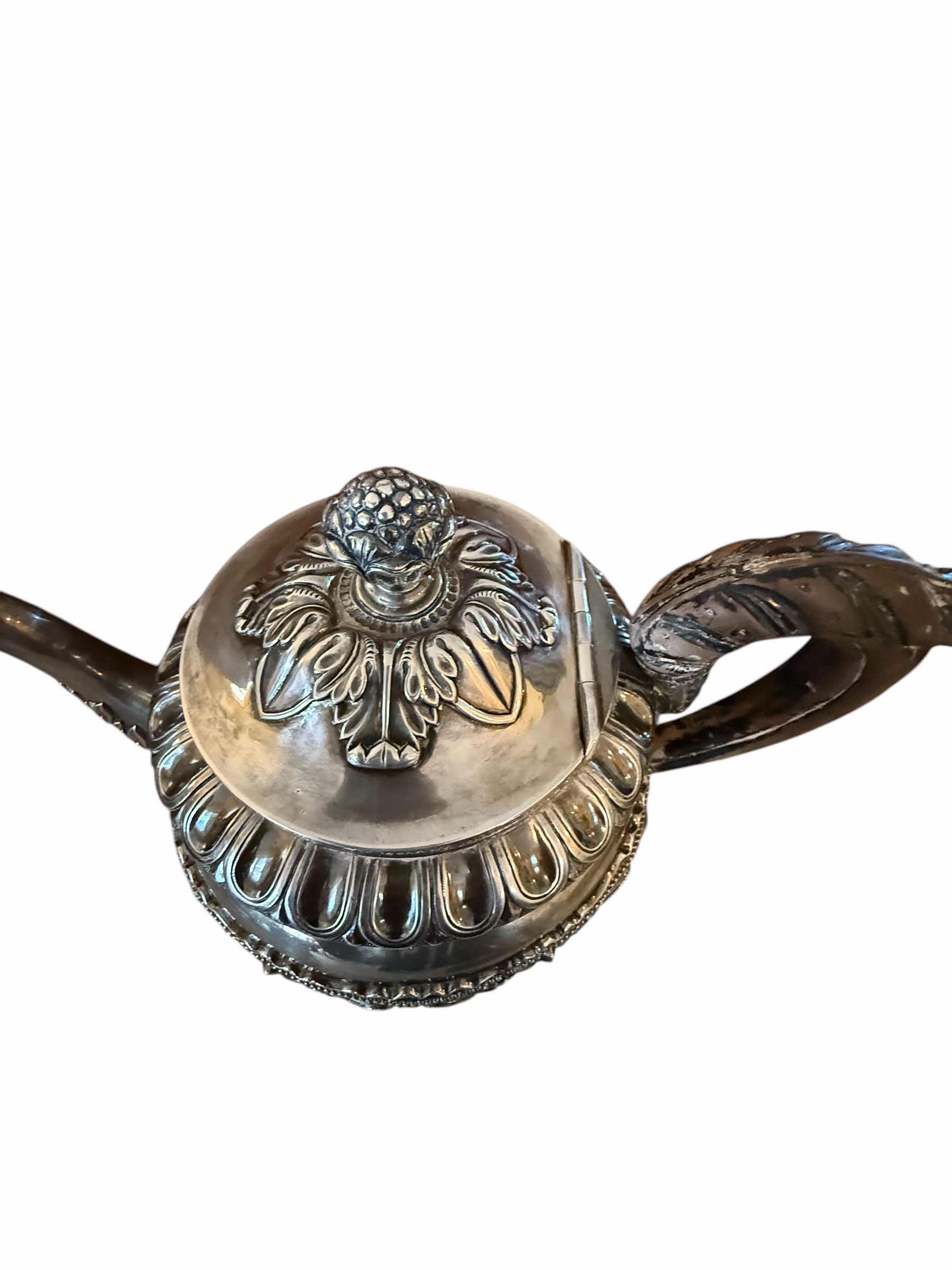 Photo 1 of 1800’s ANTIQUE RARE FLETCHER & GARDINER COIN SILVER TEAPOT W ACORN FINIAL & OPEN MOUTHED EAGLE SPOUT W WOOD CARVED HANDLE W11” H12” WEIGHT 3.2 