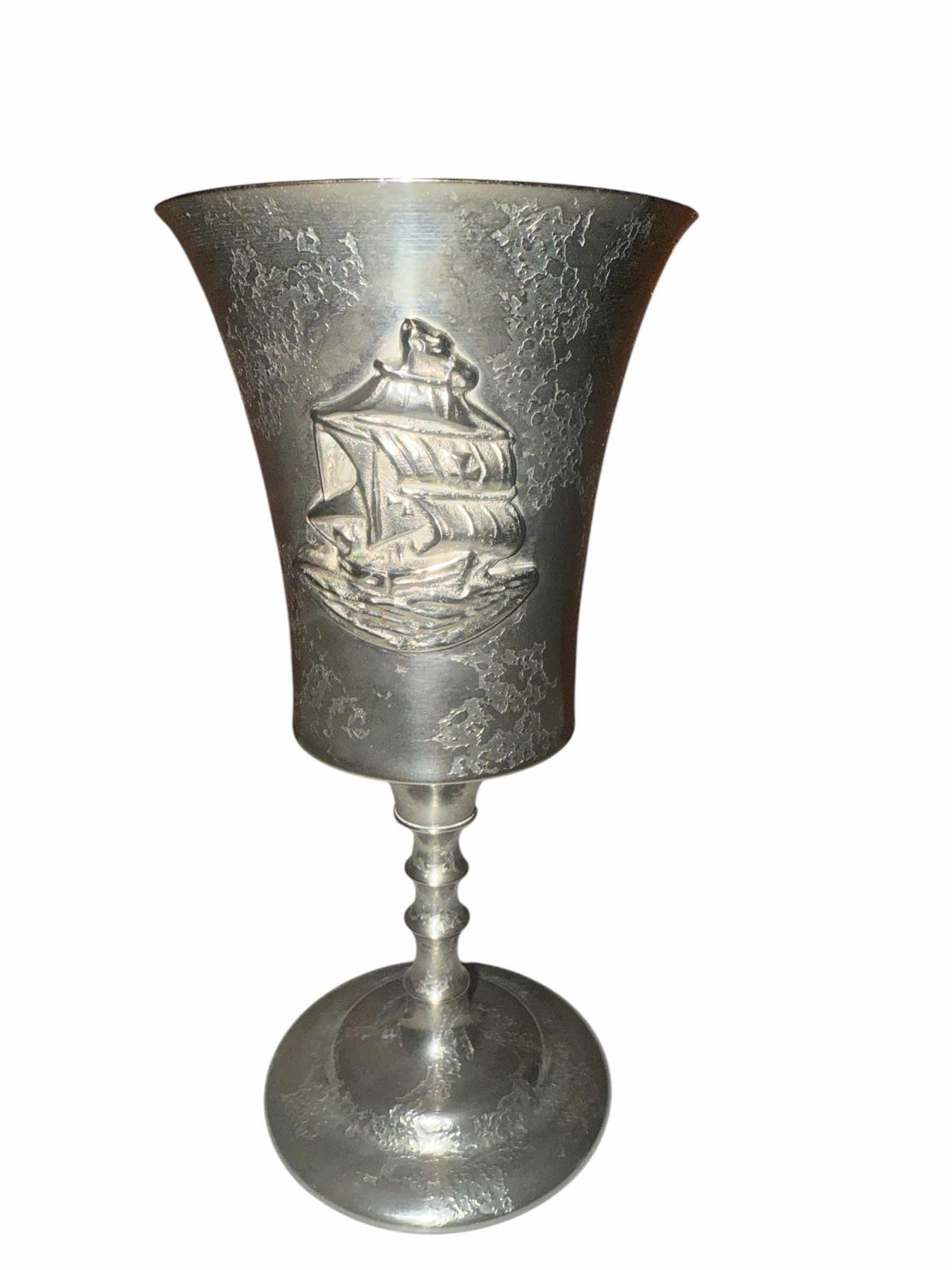 Photo 1 of ANTIQUE LOUIS C TIFFANY FURNACES INC SILVER PLATED GOBLET H7”