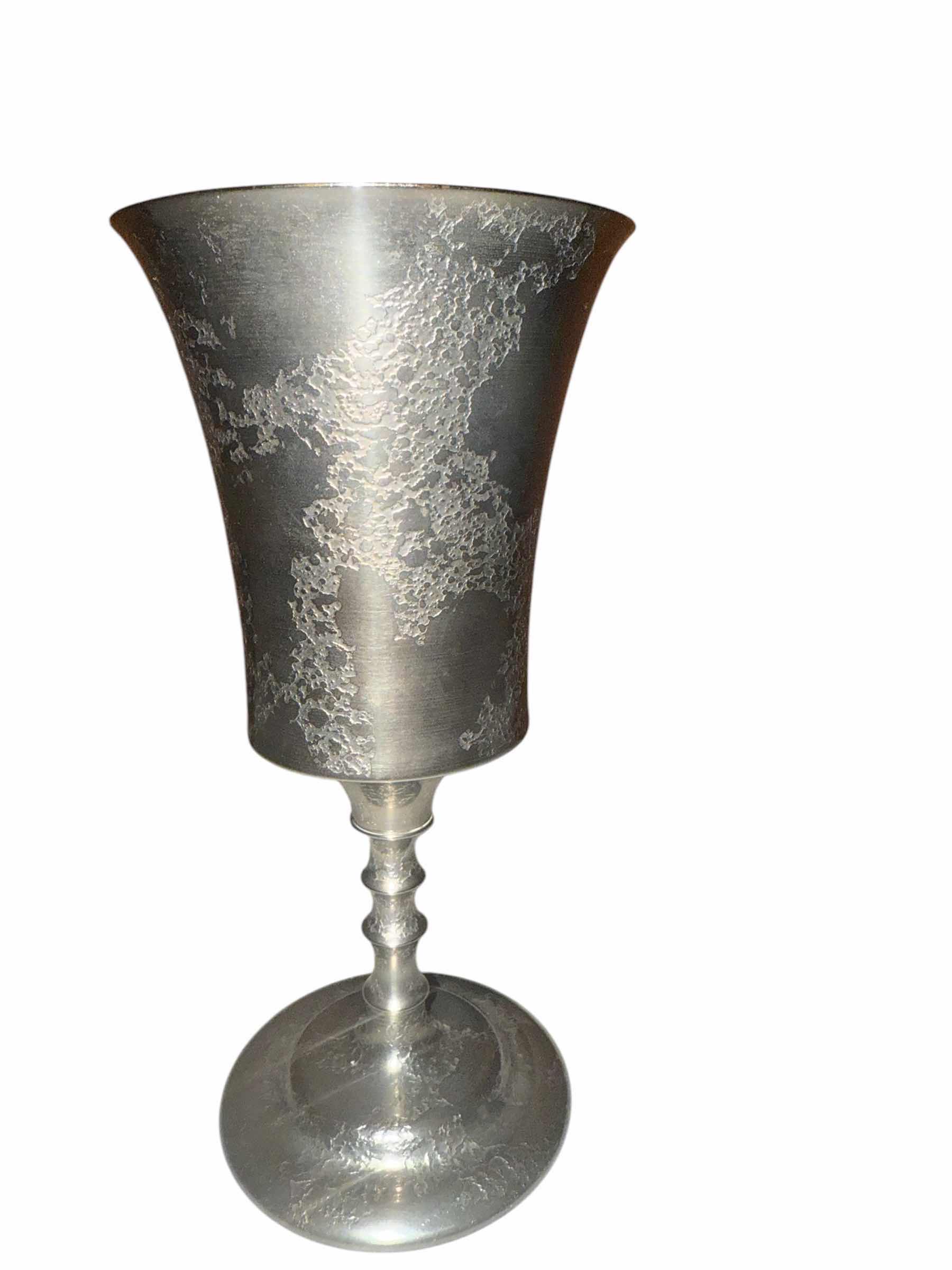 Photo 2 of ANTIQUE LOUIS C TIFFANY FURNACES INC SILVER PLATED GOBLET H7”