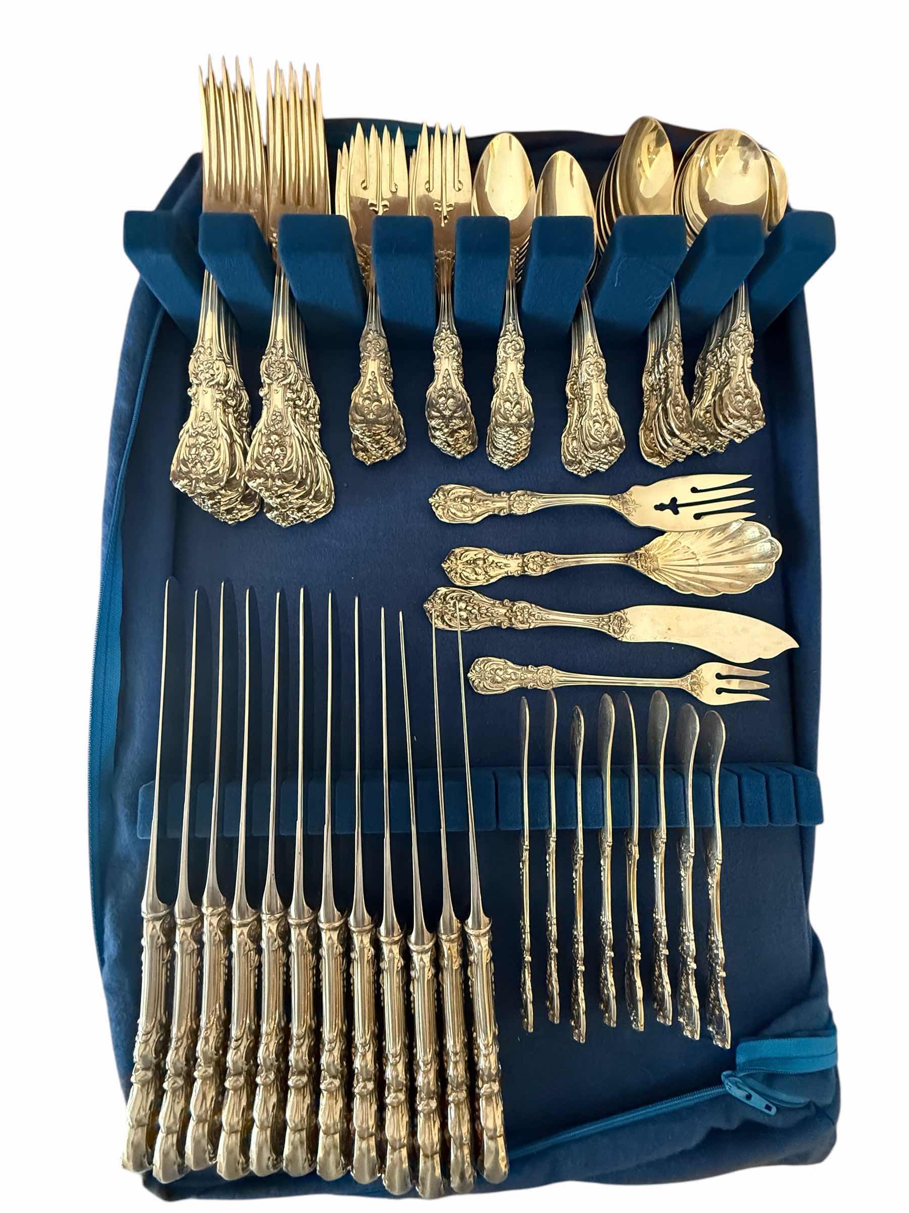 Photo 1 of 52 PCS-VINTAGE REED & BARTON STERLING SILVER FLATWARE-TOTAL FLATWARE WEIGHT 8.4 lbs