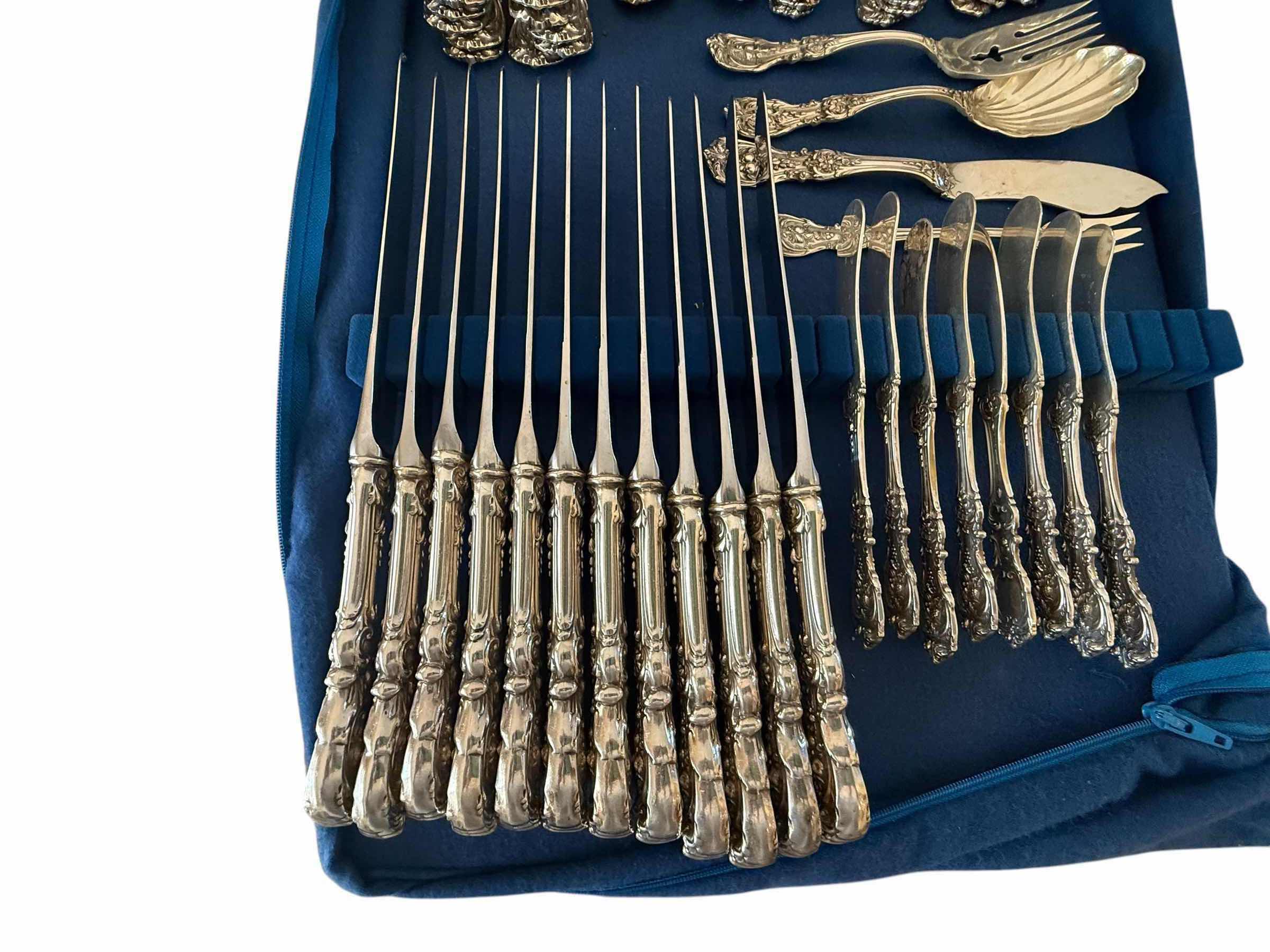 Photo 3 of 52 PCS-VINTAGE REED & BARTON STERLING SILVER FLATWARE-TOTAL FLATWARE WEIGHT 8.4 lbs