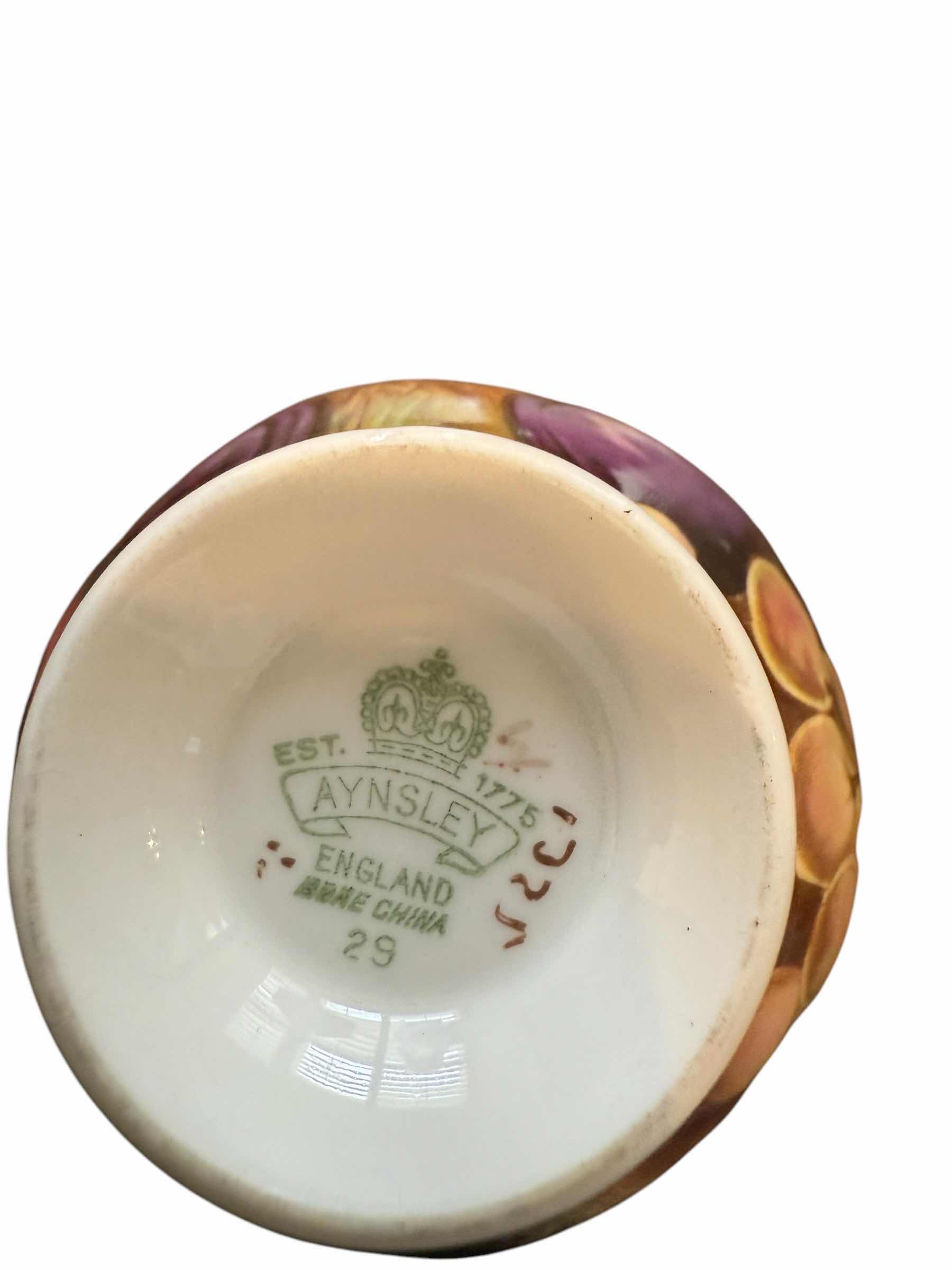 Photo 6 of 4 PCS-ANSLEY ENGLAND BONE CHINA ORCHARD FRUITS 132 S SIGNED CREAMER & SUGAR  SET (SUGAR BOWL H4.5”)