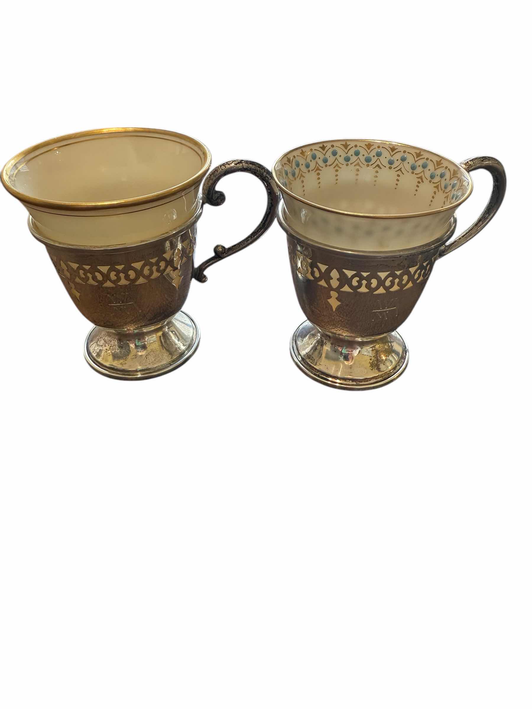 Photo 1 of 2-STERLING SILVER W LENOX INSERT DEMI / DEMITASSE CUP 