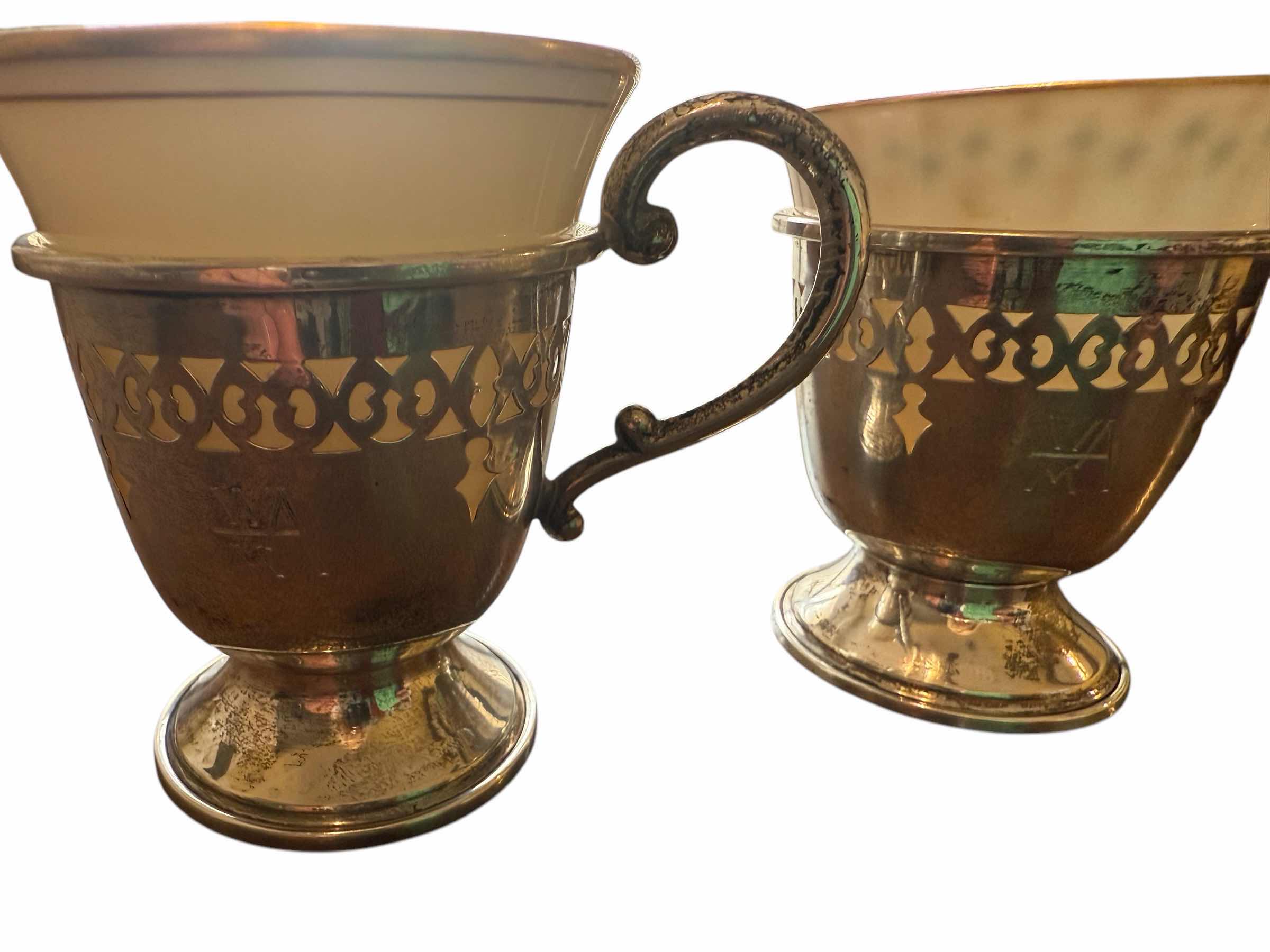 Photo 1 of 2-STERLING SILVER W LENOX INSERT DEMI / DEMITASSE CUP 