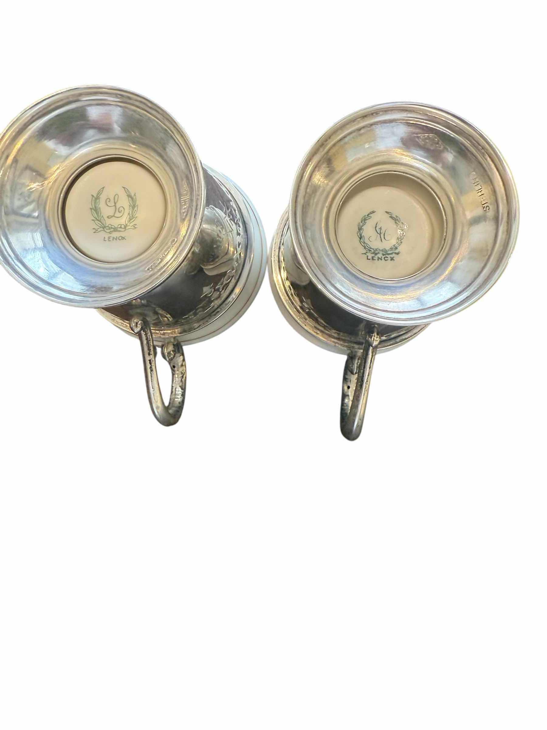 Photo 4 of 2-STERLING SILVER W LENOX INSERT DEMI / DEMITASSE CUP 