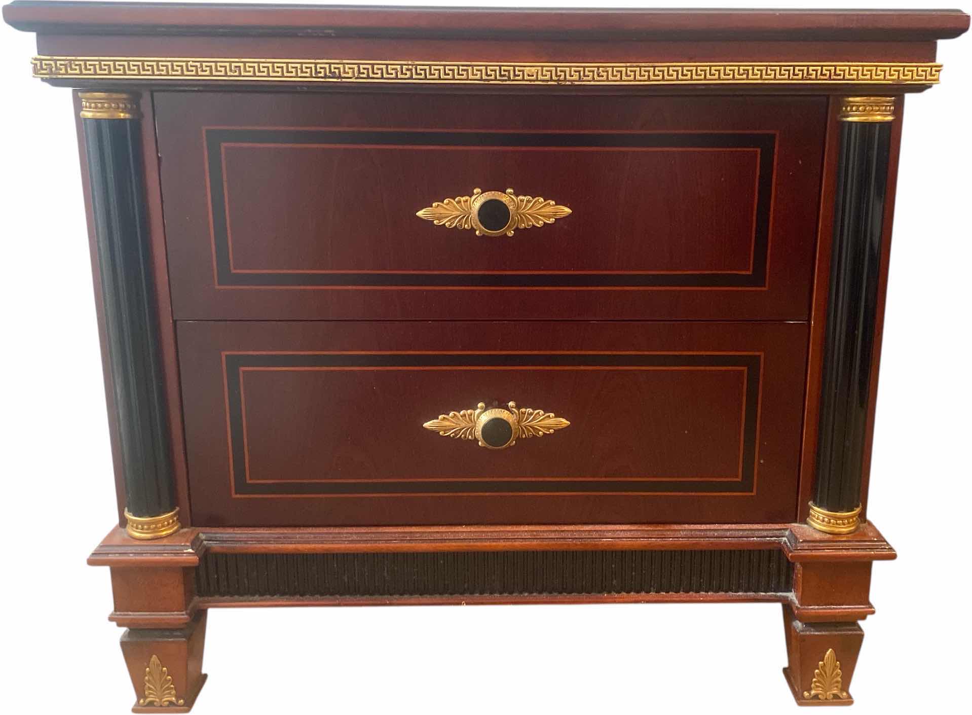 Photo 1 of VERSACE-STYLE SOLID WOOD W. GOLD TRIMMING NIGHTSTAND 31.5“ X 16“ H27”