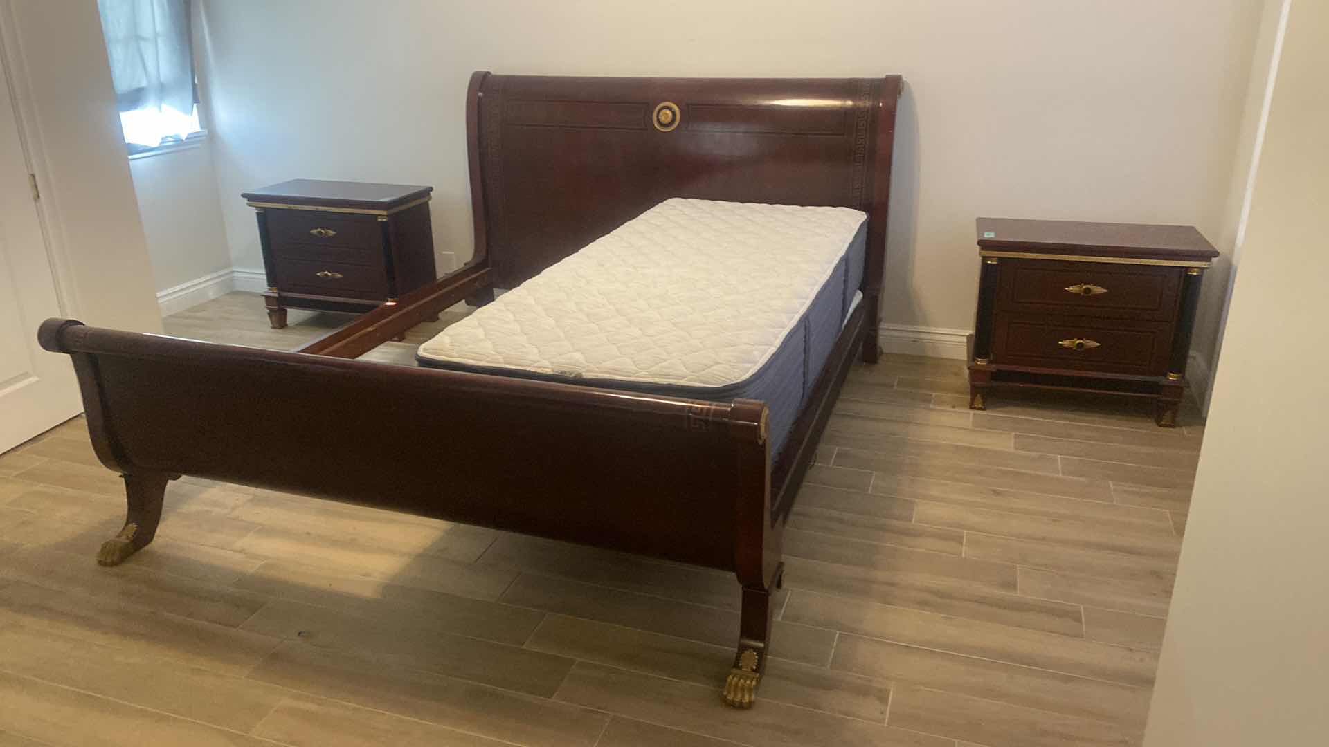 Photo 1 of VERSACE-STYLE SOLID WOOD KING SIZE SLEIGH BED FRAME 78“ X 99“ (NIGHT STANDS & MATTRESS SOLD SEPARATELY)