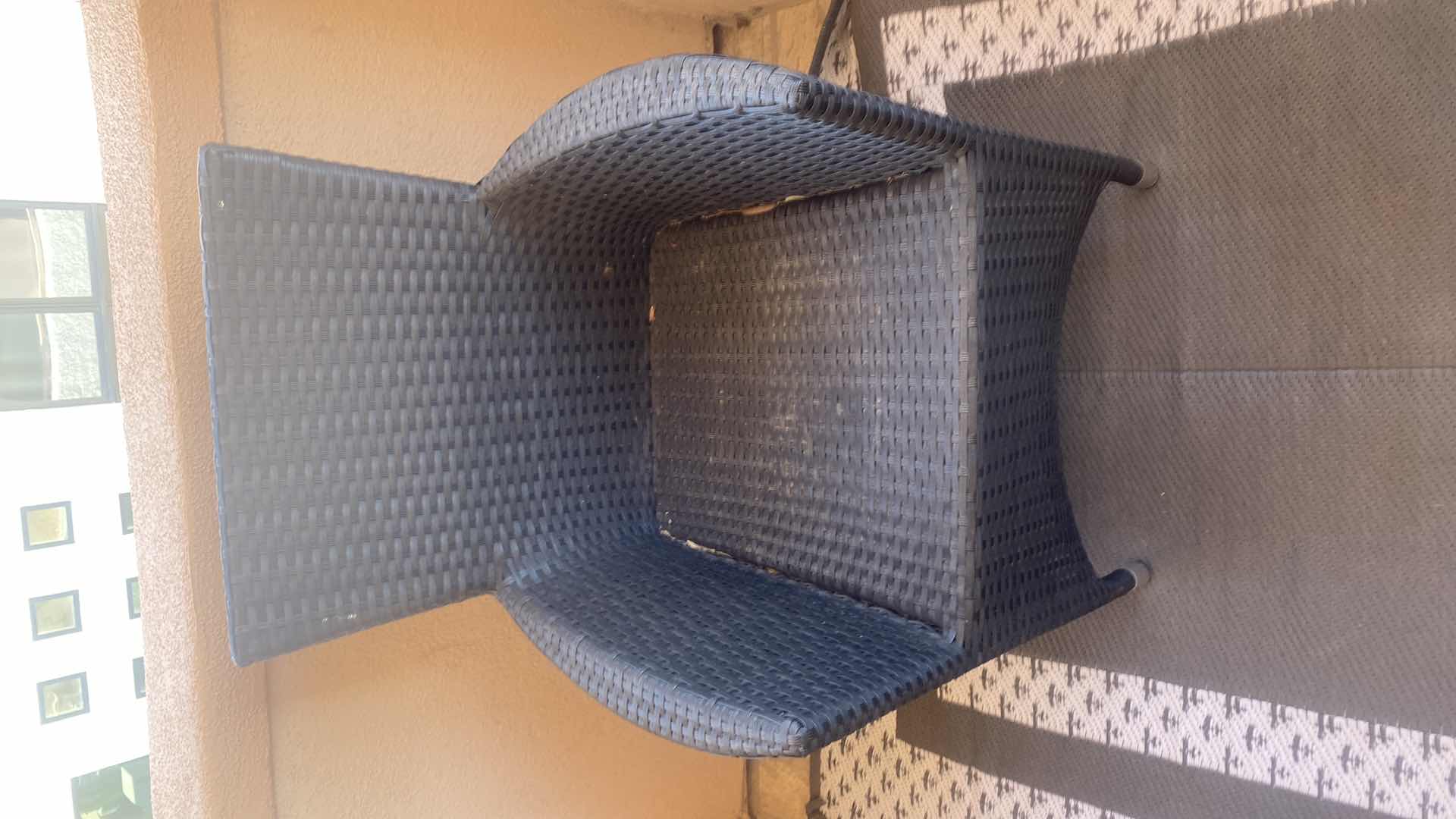 Photo 1 of WOVEN PATIO CHAIR WITH COCKTAIL TABLE W/ GLASS TOP 35“ X 19“ H18”