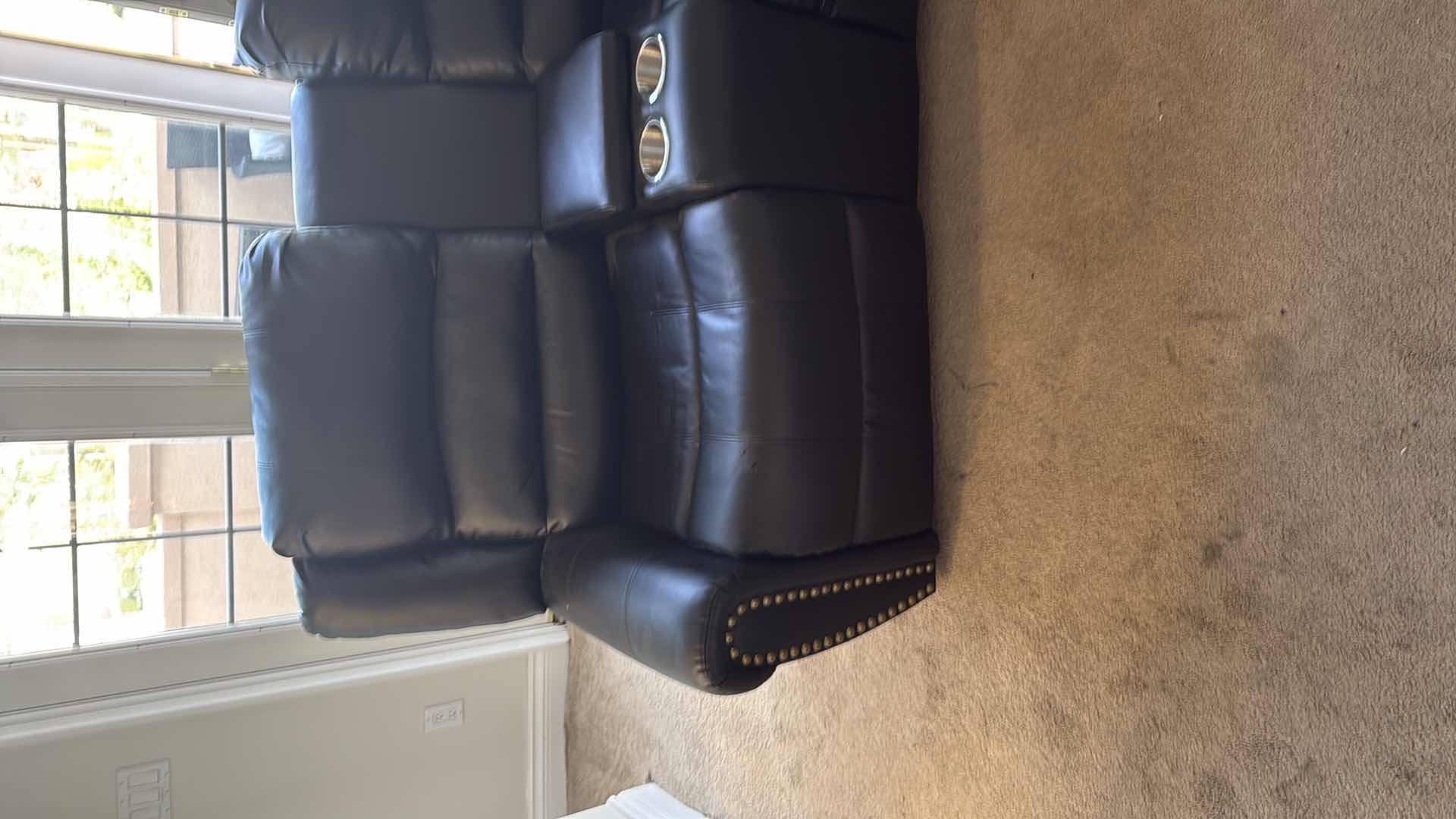 Photo 1 of BLACK VINYL RECLINING SECTIONAL SOFA 96” x 83” (3 PCS)