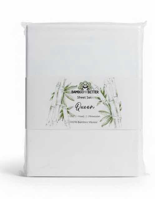 Photo 1 of BAMBOO IS BETTER SIGNATURE 100% BAMBOO QUEEN SHEET SET-WHITE