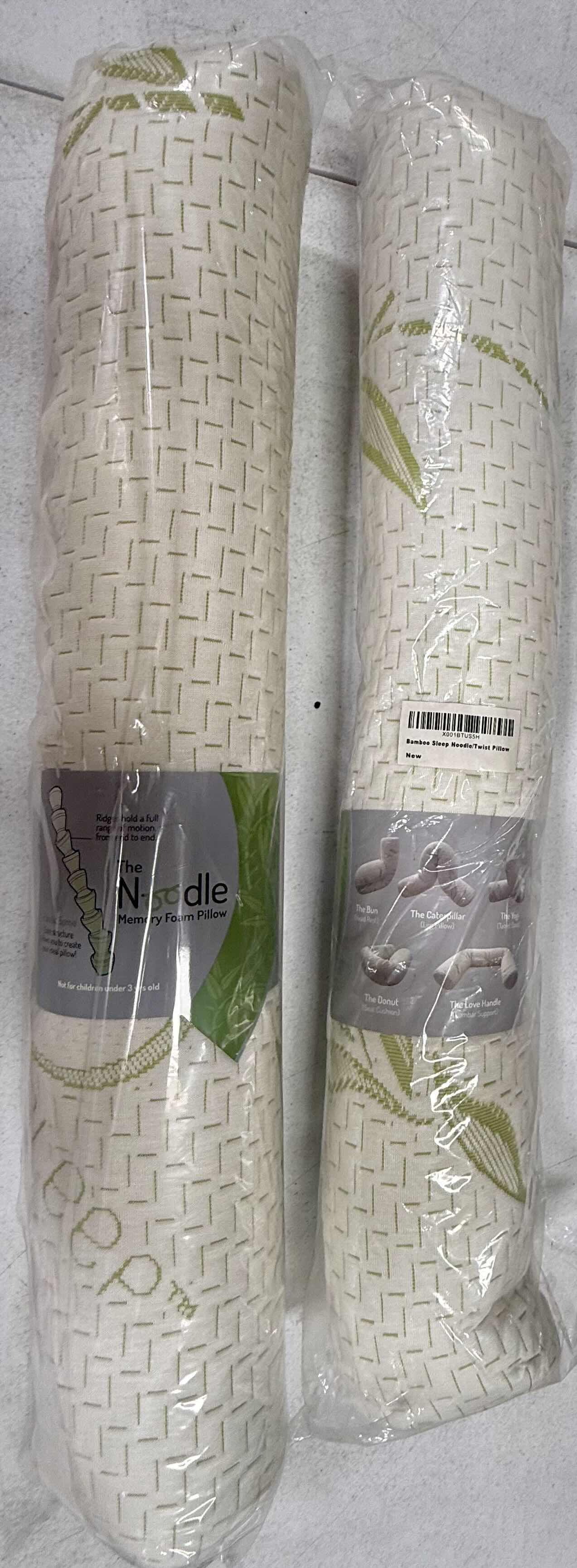 Photo 1 of 2-HOTEL COMFORT “THE NOODLE” BAMBOO SLEEP NOODLE TWIST MEMORY FOAM PILLOWS