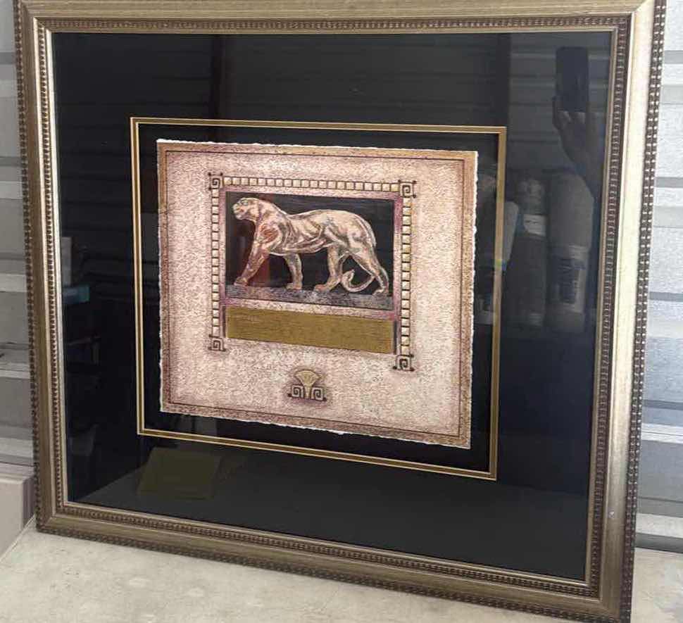 Photo 1 of 2-LION FRAMED ART WORK 33X31”