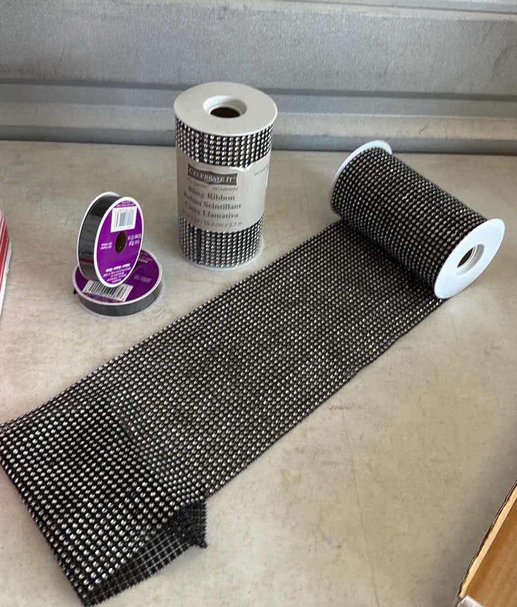 Photo 1 of CONTENTS OF BOX- BLING RIBBONS/BLACK RIBBONS