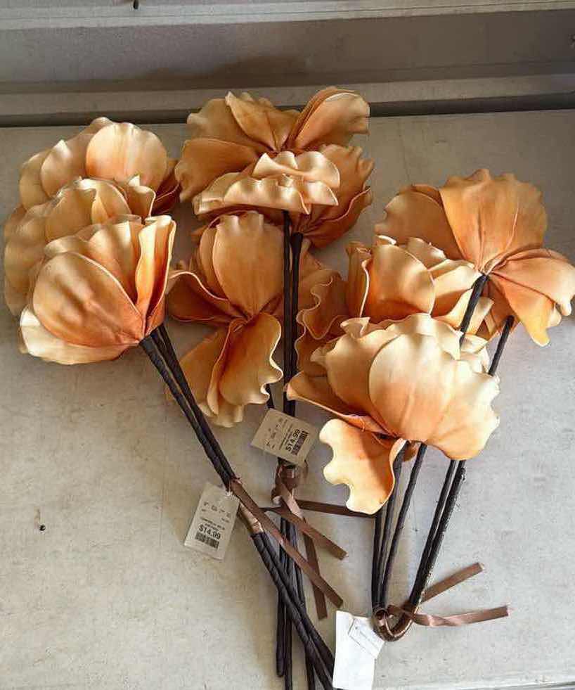Photo 1 of 3-DECORATIVE FLOWERS ORANGE/WHITE
