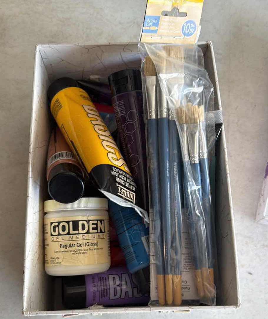 Photo 1 of CONTENTS OF BOX- ACRYLIC PAINT/BRUSHES