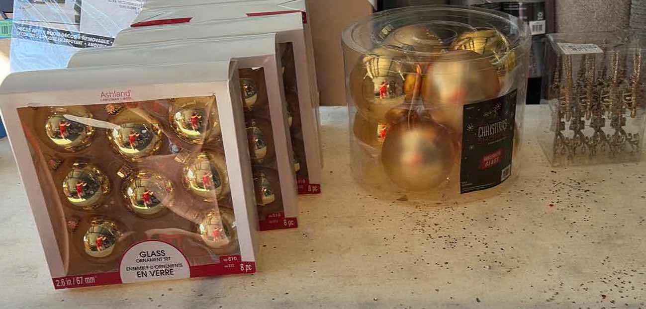 Photo 1 of CONTENTS OF BOX HOLIDAY ORNAMENTS GOLD COLOR