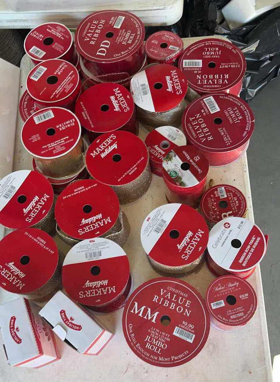Photo 1 of CONTENTS OF BOX HOLIDAY RIBBONS RED/ GOLD COLOR
