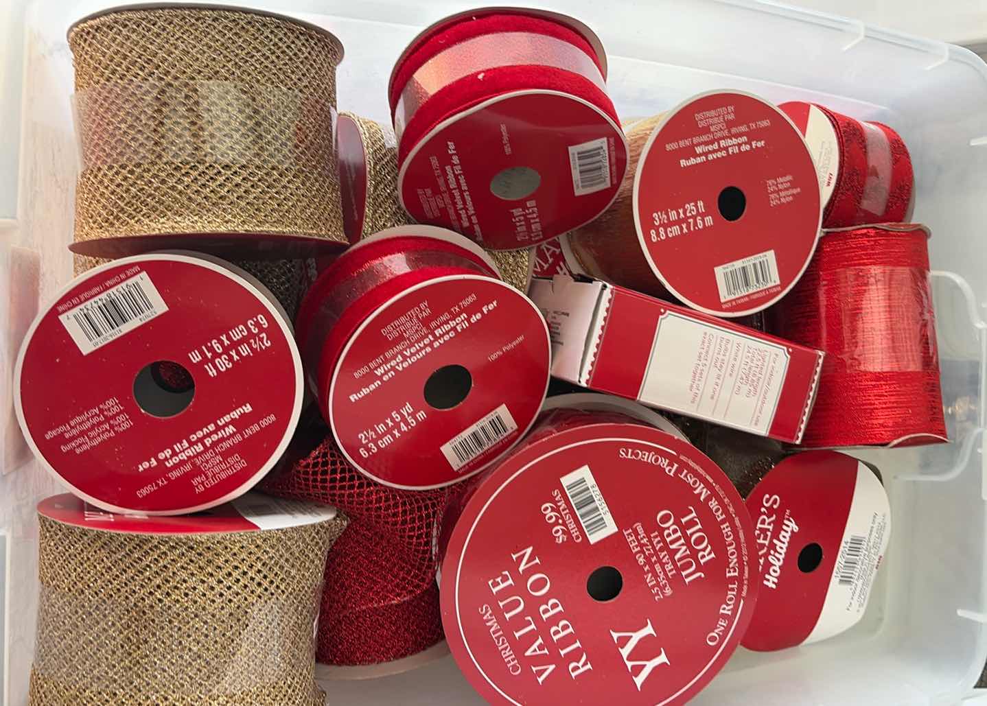 Photo 1 of CONTENTS OF BOX HOLIDAY RIBBONS RED/ GOLD COLOR